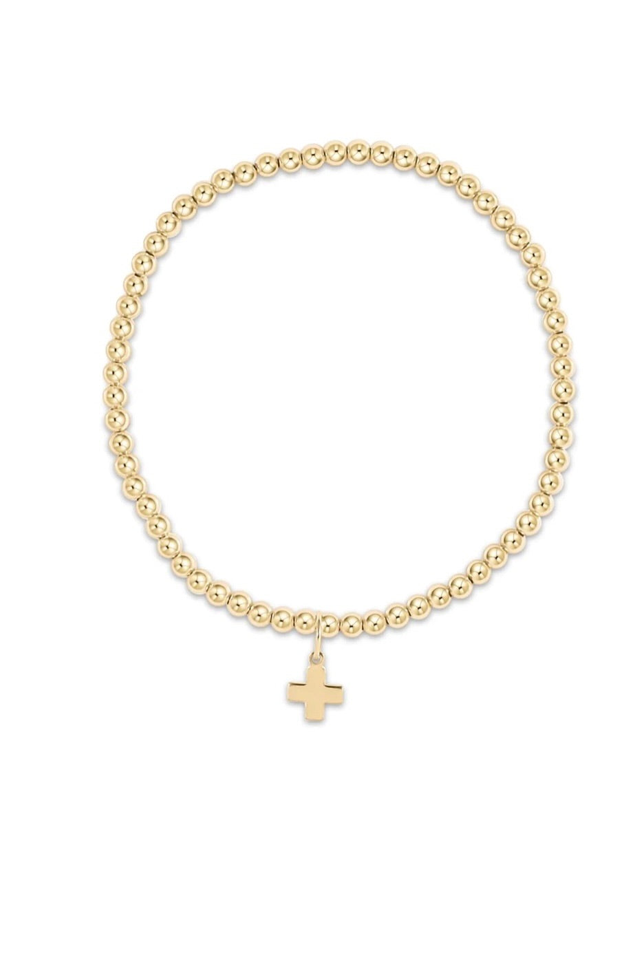 SIG CROSS PATTERN 3MM BEAD BRACELET- GOLD - sassanova