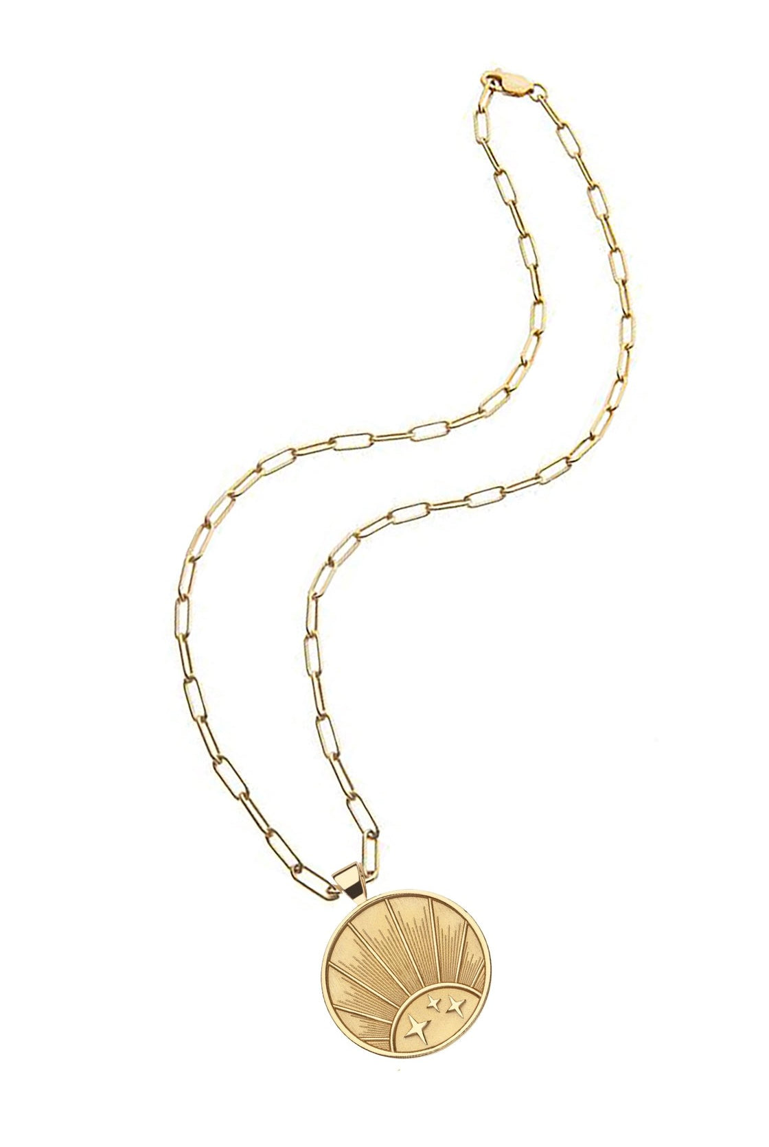 STRONG RISING SUN ORIGINAL NECKLACE- DRAWN LINK CHAIN - sassanova