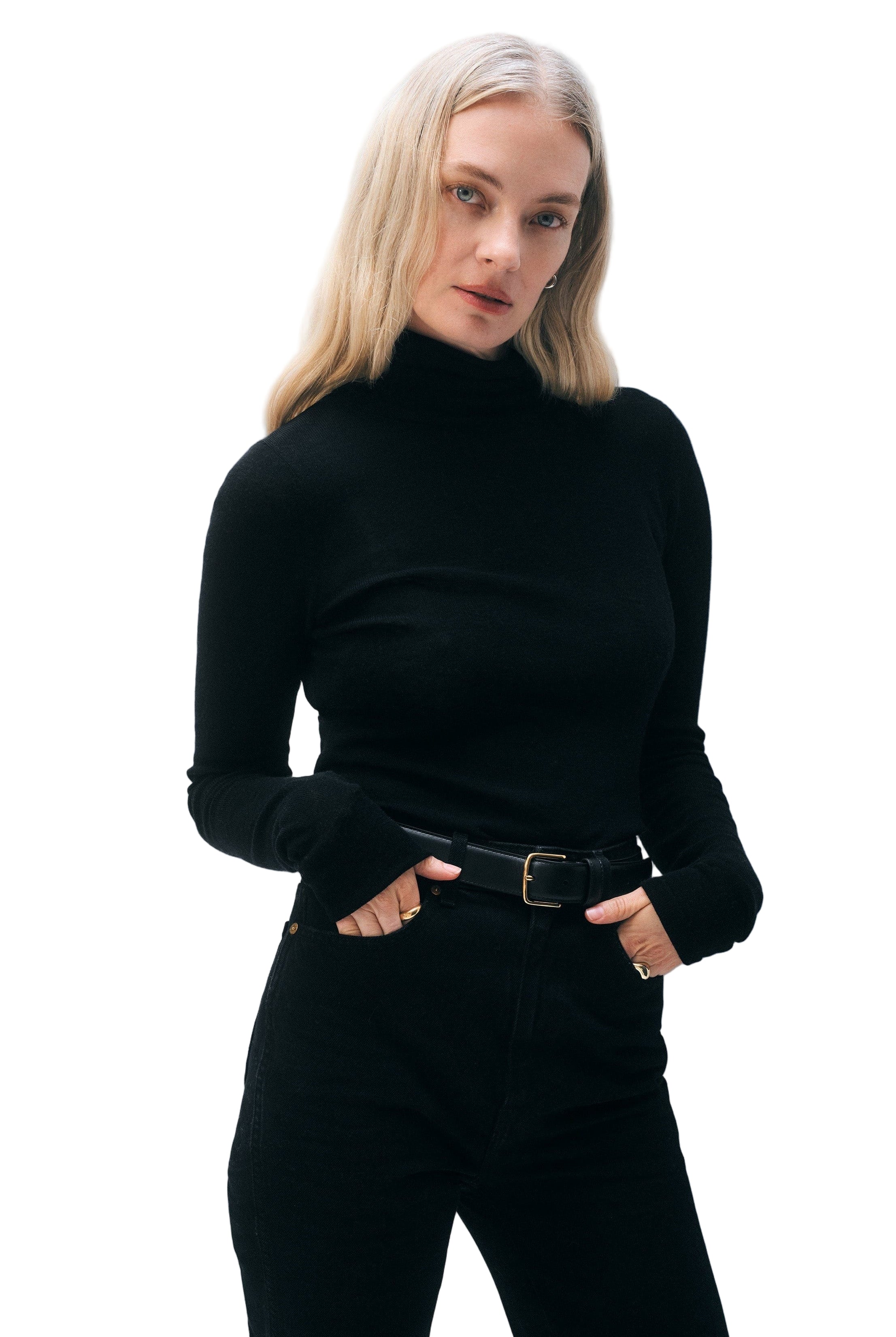 SUPERFINE CASHMERE BLEND TURTLENECK - Sweaters - Sassanova