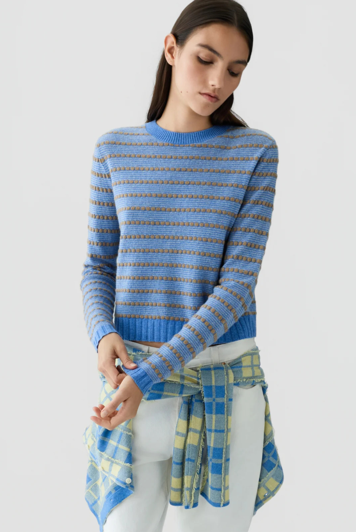 PEBBLE STRIPE SHRUNKEN CREW - SASSANOVA