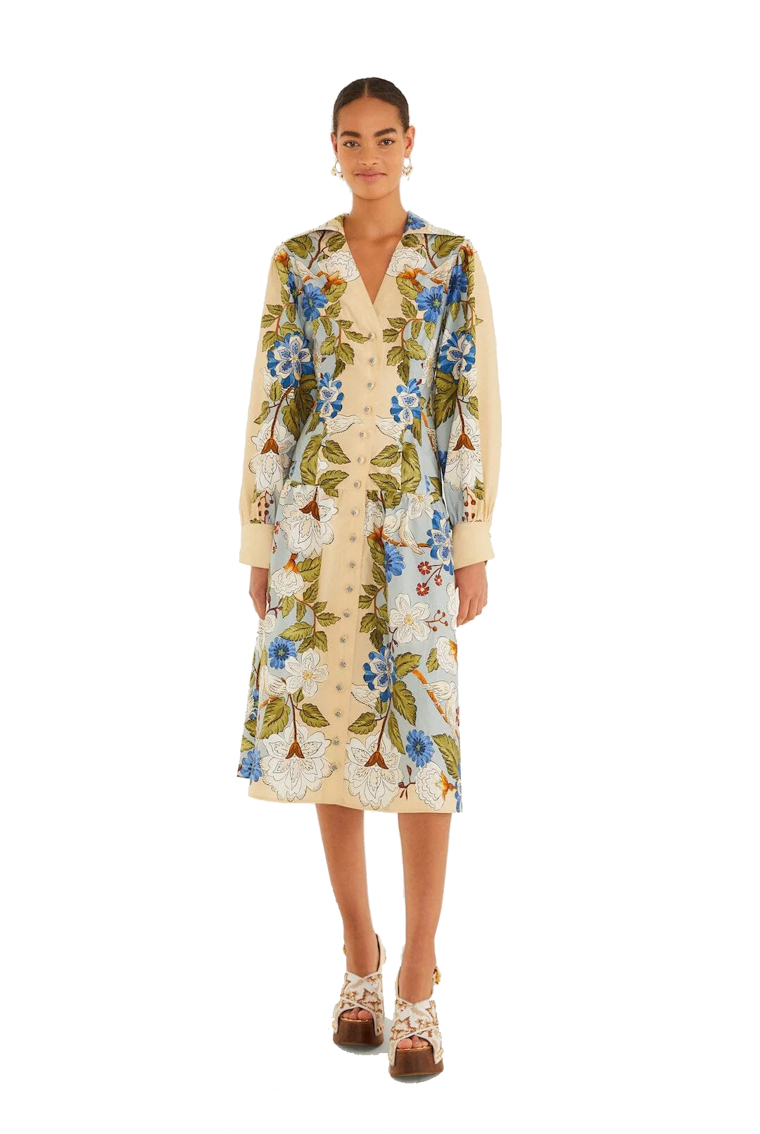 GARDEN SCARF LONG SLEEVED MIDI DRESS - Dresses - Sassanova