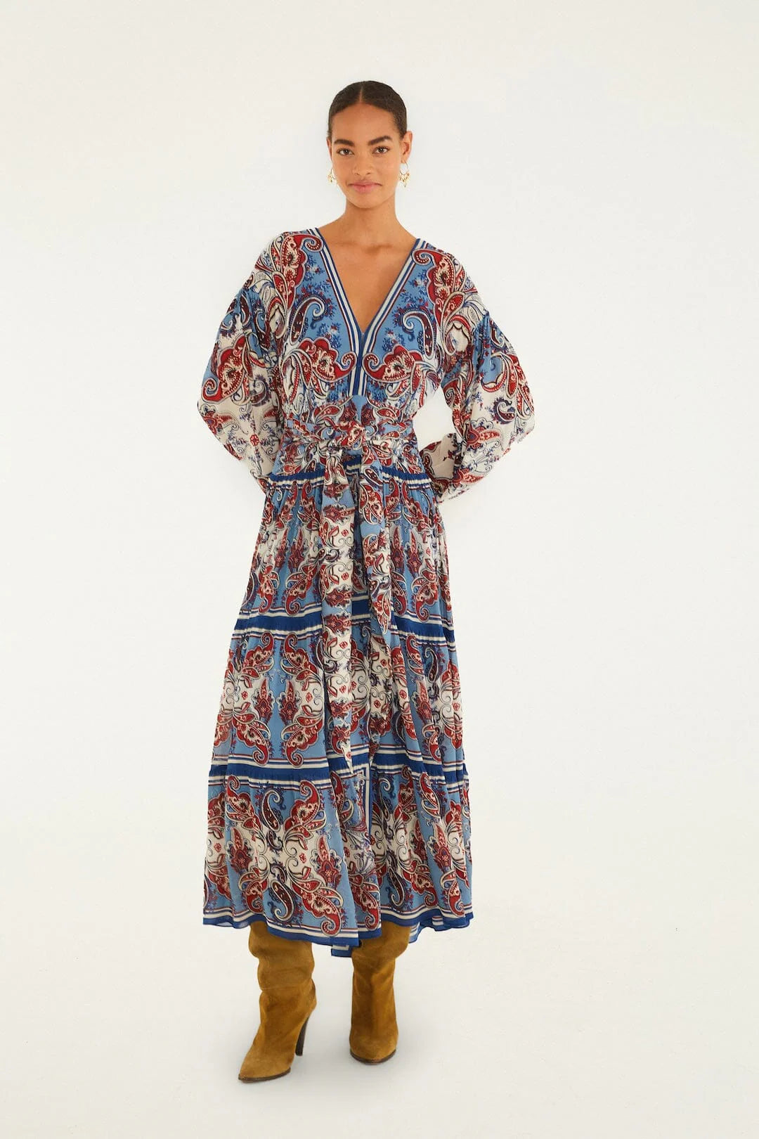 PAISLEY SCARF LS MAXI DRESS - Dresses - Sassanova