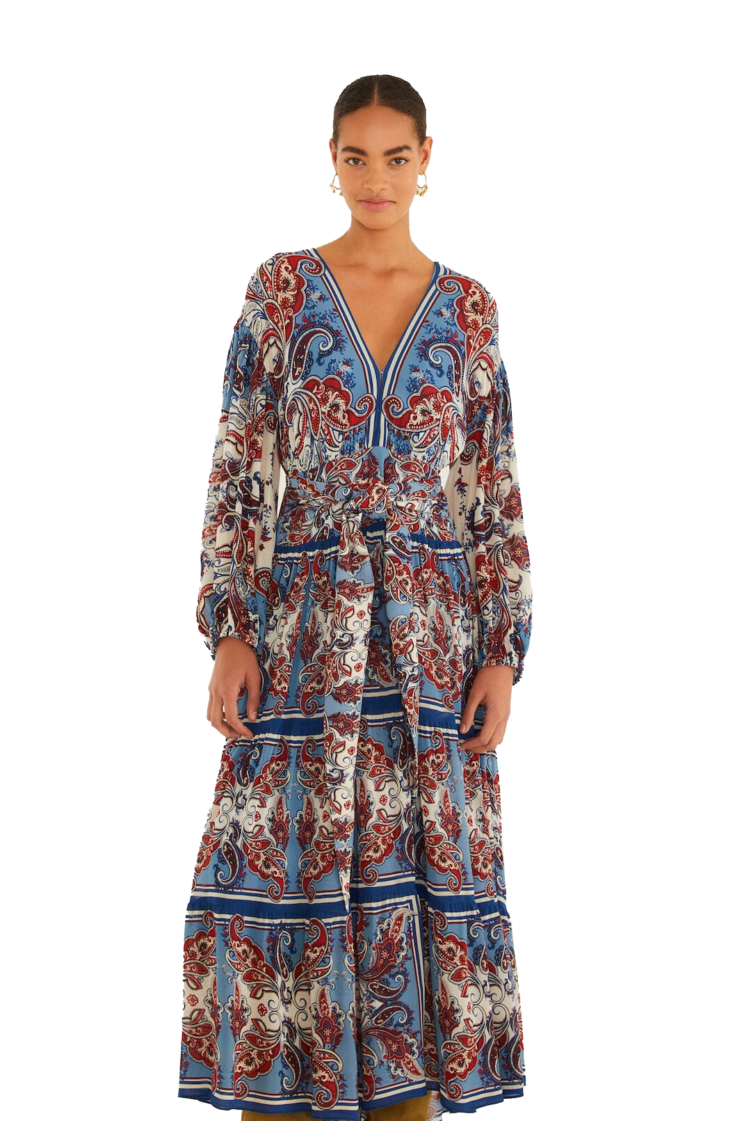 PAISLEY SCARF LS MAXI DRESS - Dresses - Sassanova