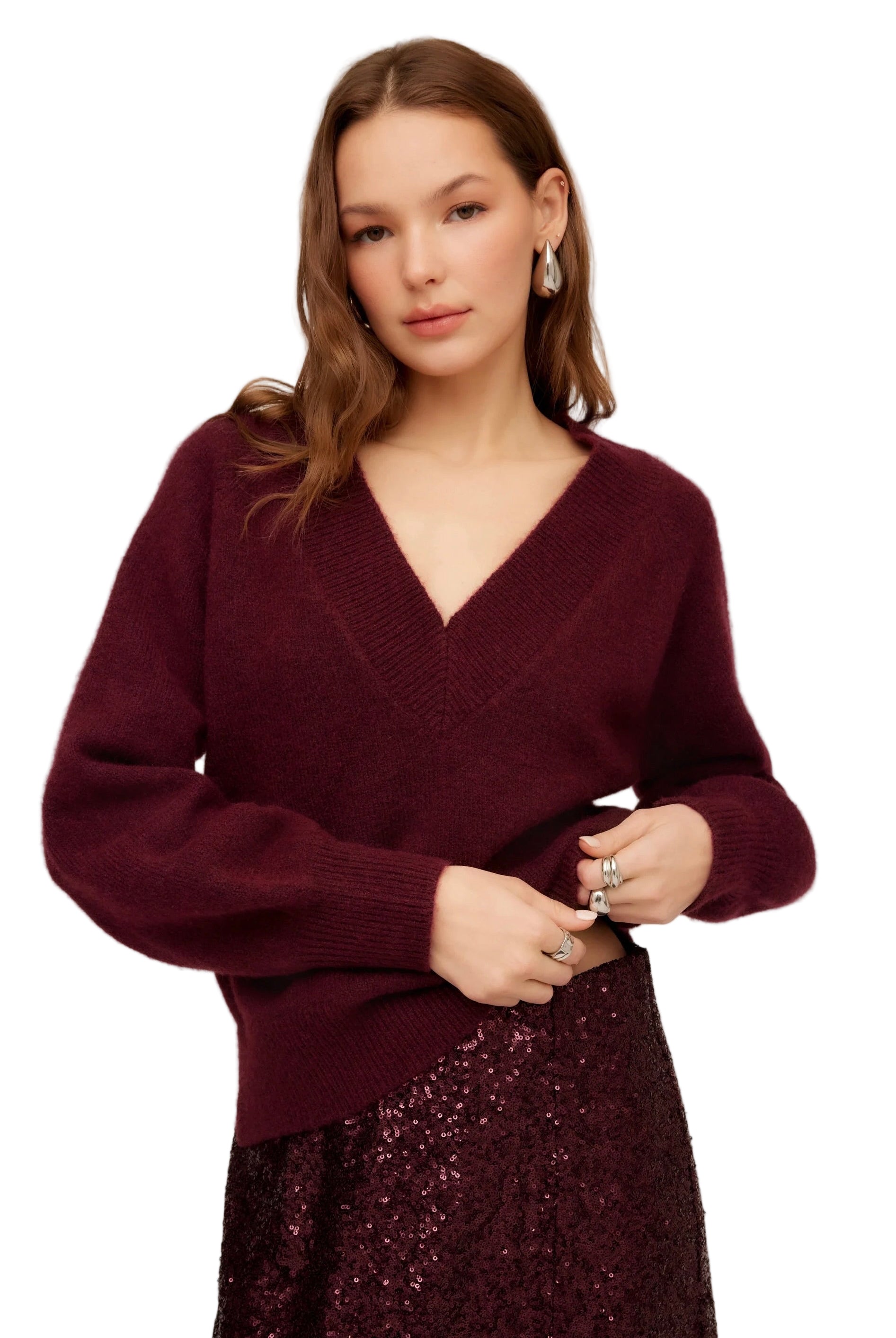HEATHER V NECK SWEATER
sassanova