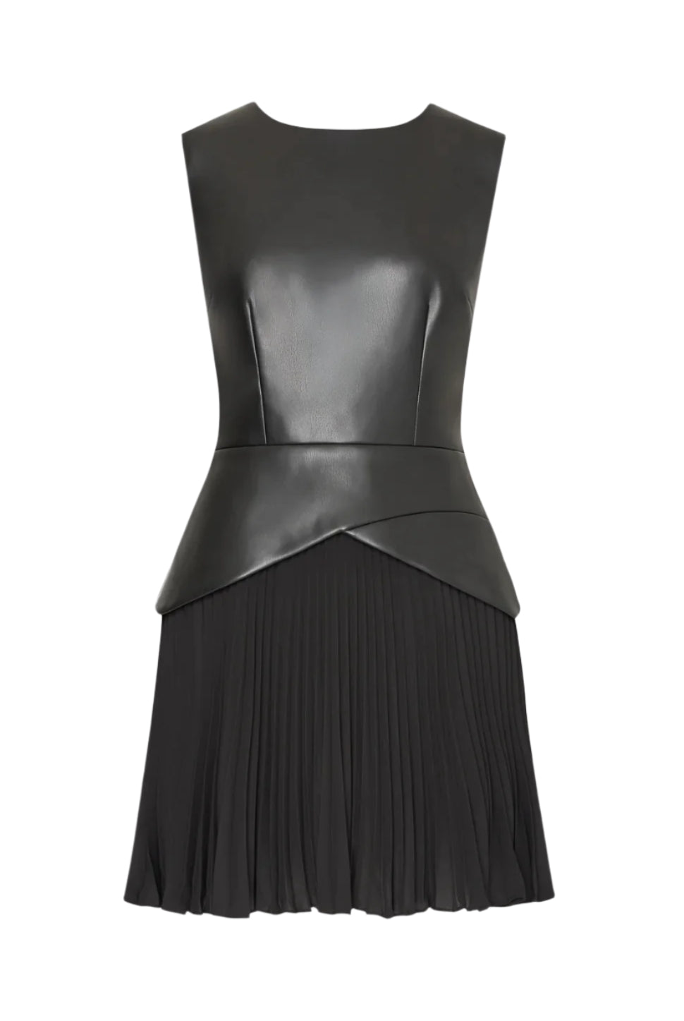 HADDY LEATHER PLEATED COMBO DRESS - Dresses - Sassanova