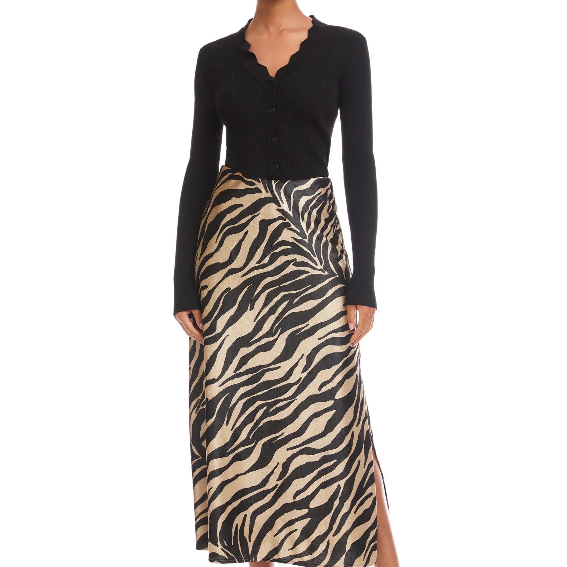 EVY VELVET SIDE SLIT BIAS SKIRT - Skirts - Sassanova