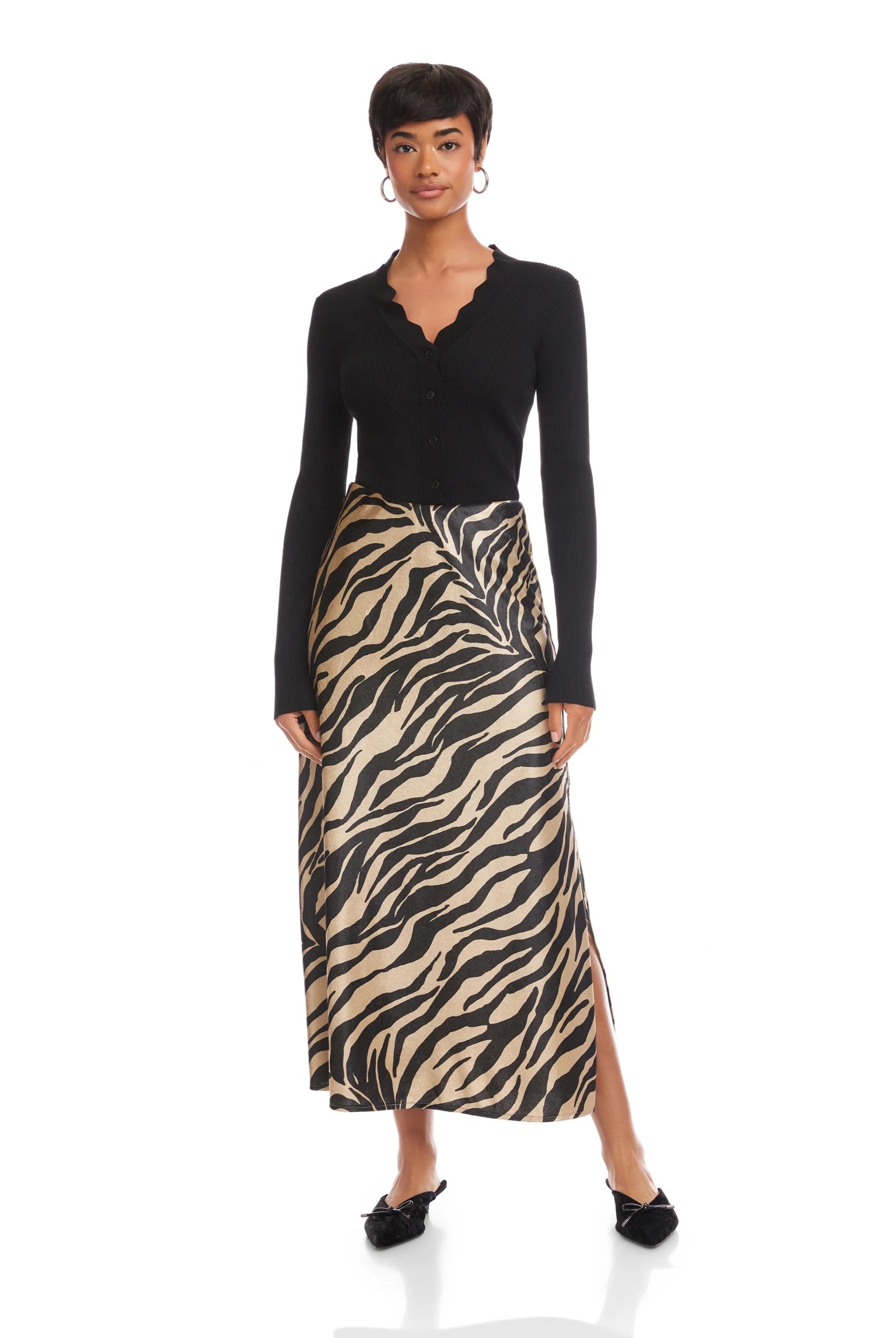 EVY VELVET SIDE SLIT BIAS SKIRT - Skirts - Sassanova