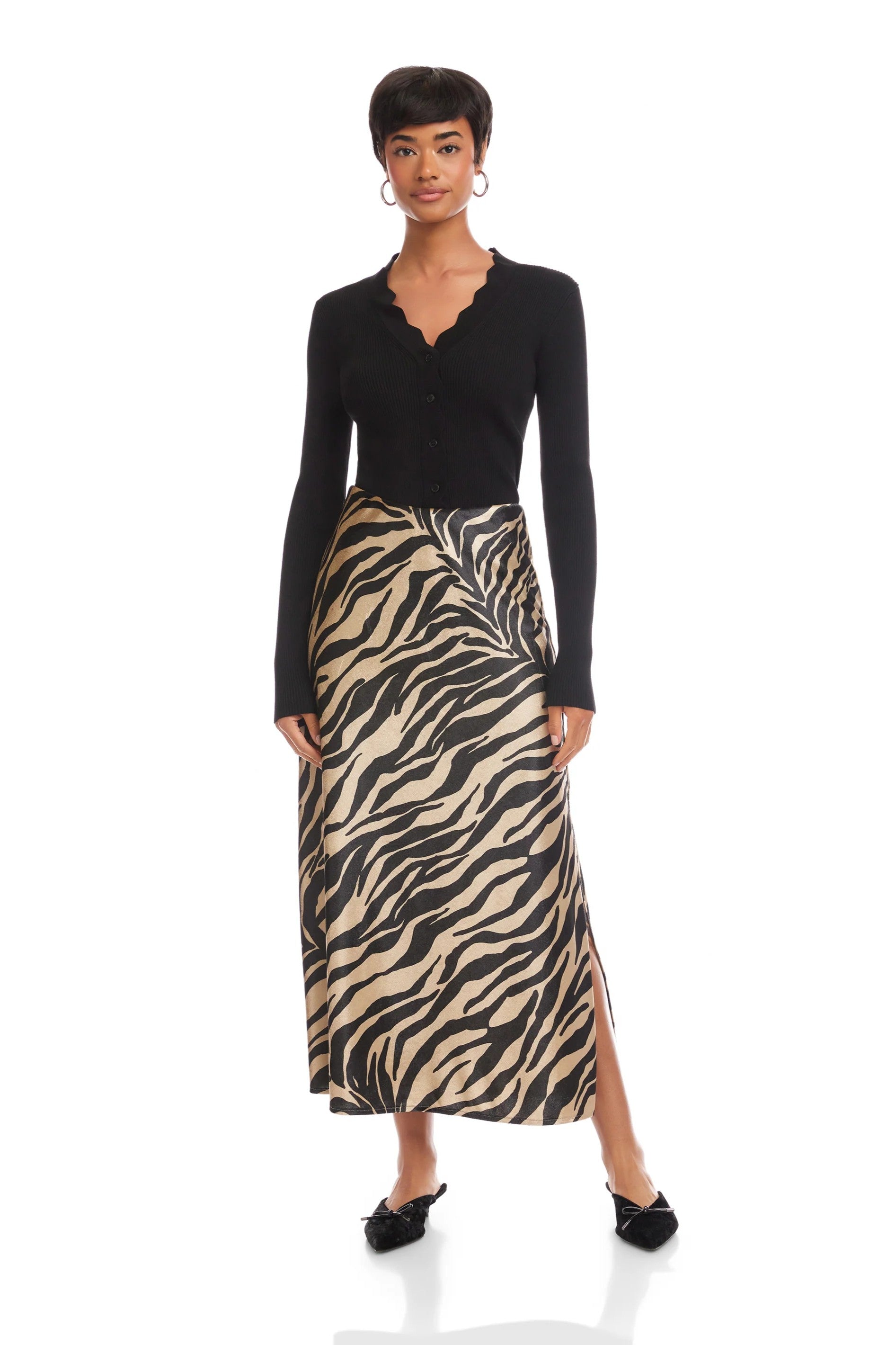 EVY VELVET SIDE SLIT BIAS SKIRT - Skirts - Sassanova