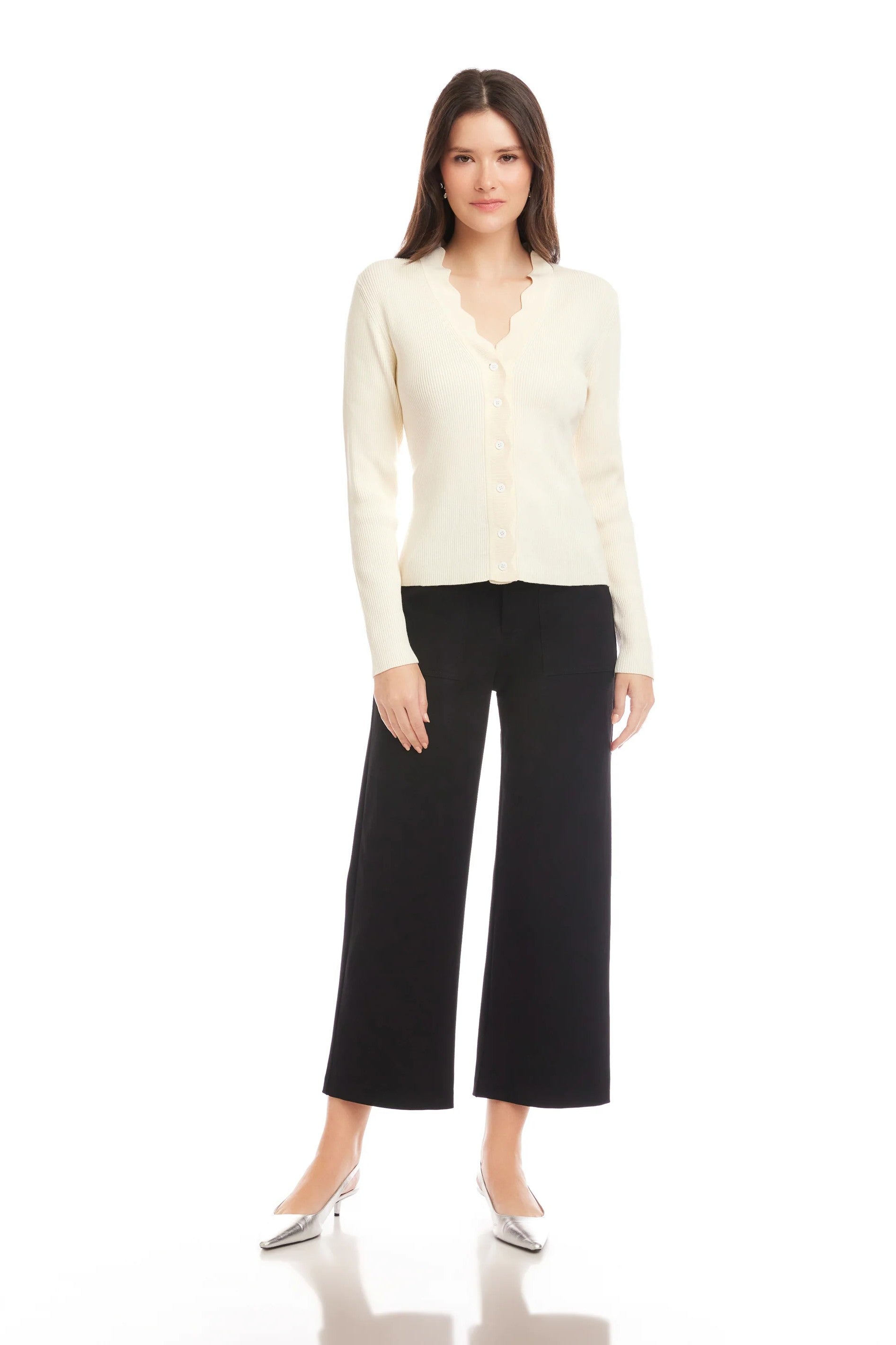 BLISS SCALLOP EDGE CARDIGAN - Sweaters - Sassanova