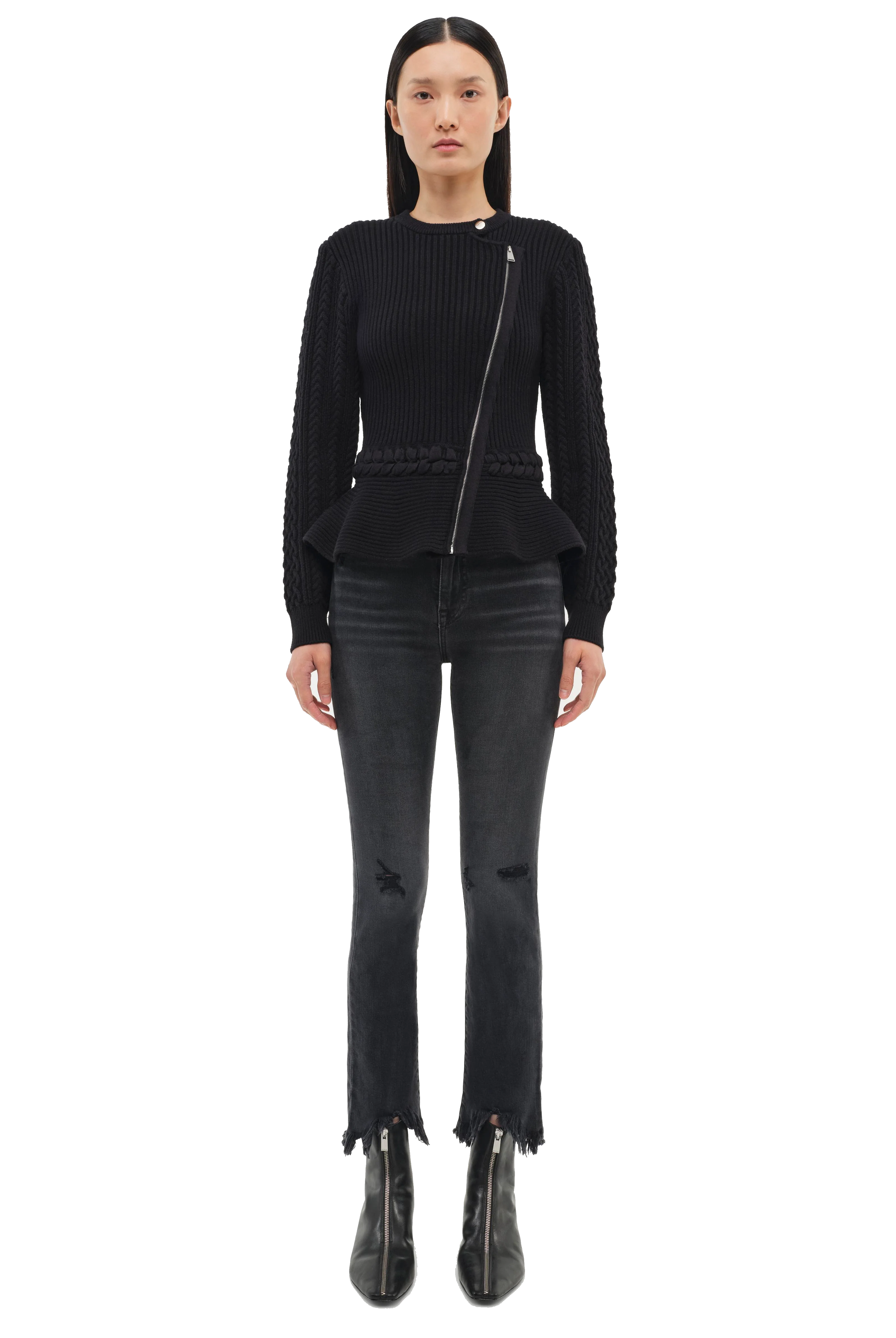 ANDI PEPLUM JACKET in black-sassanova