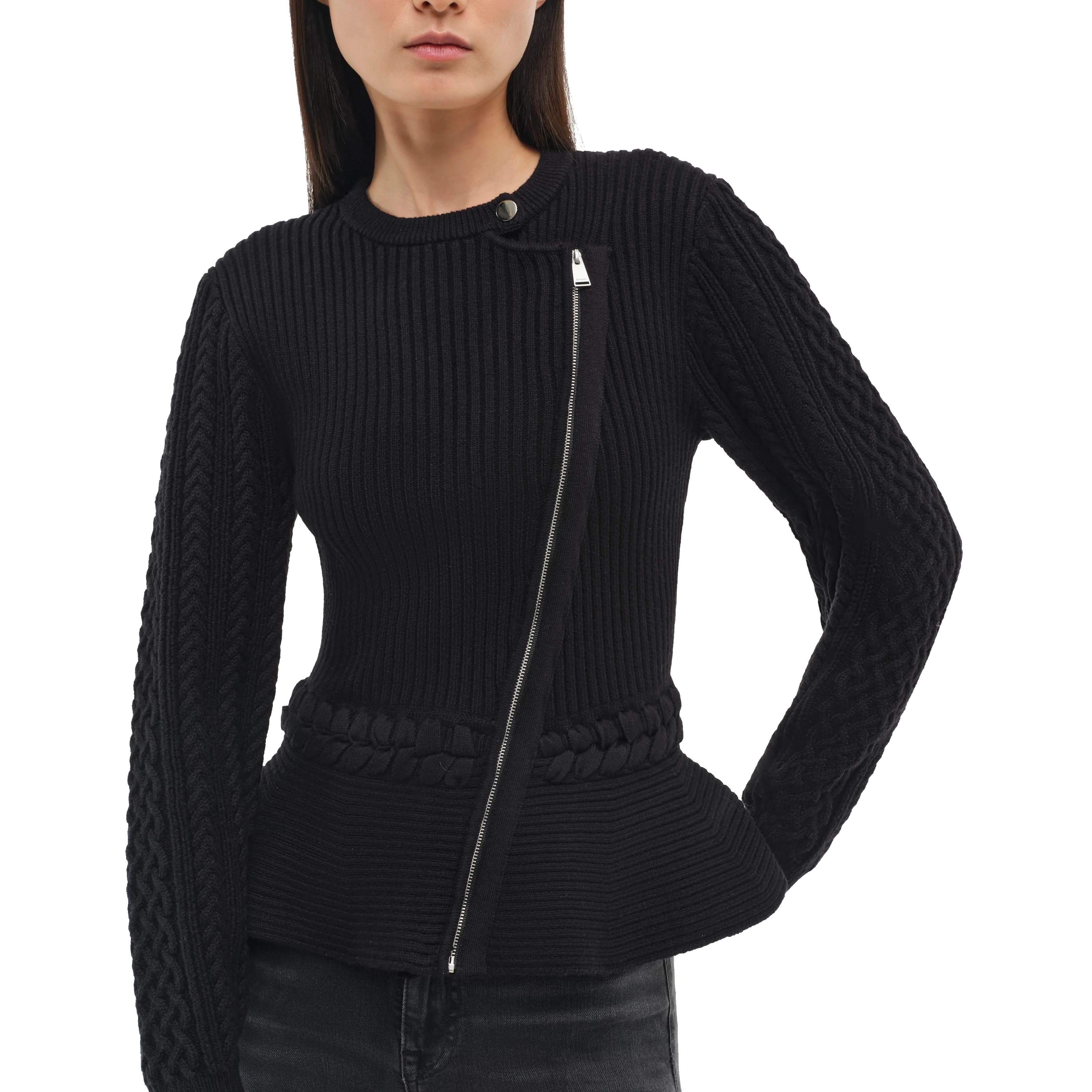 ANDI PEPLUM JACKET in black-sassanova