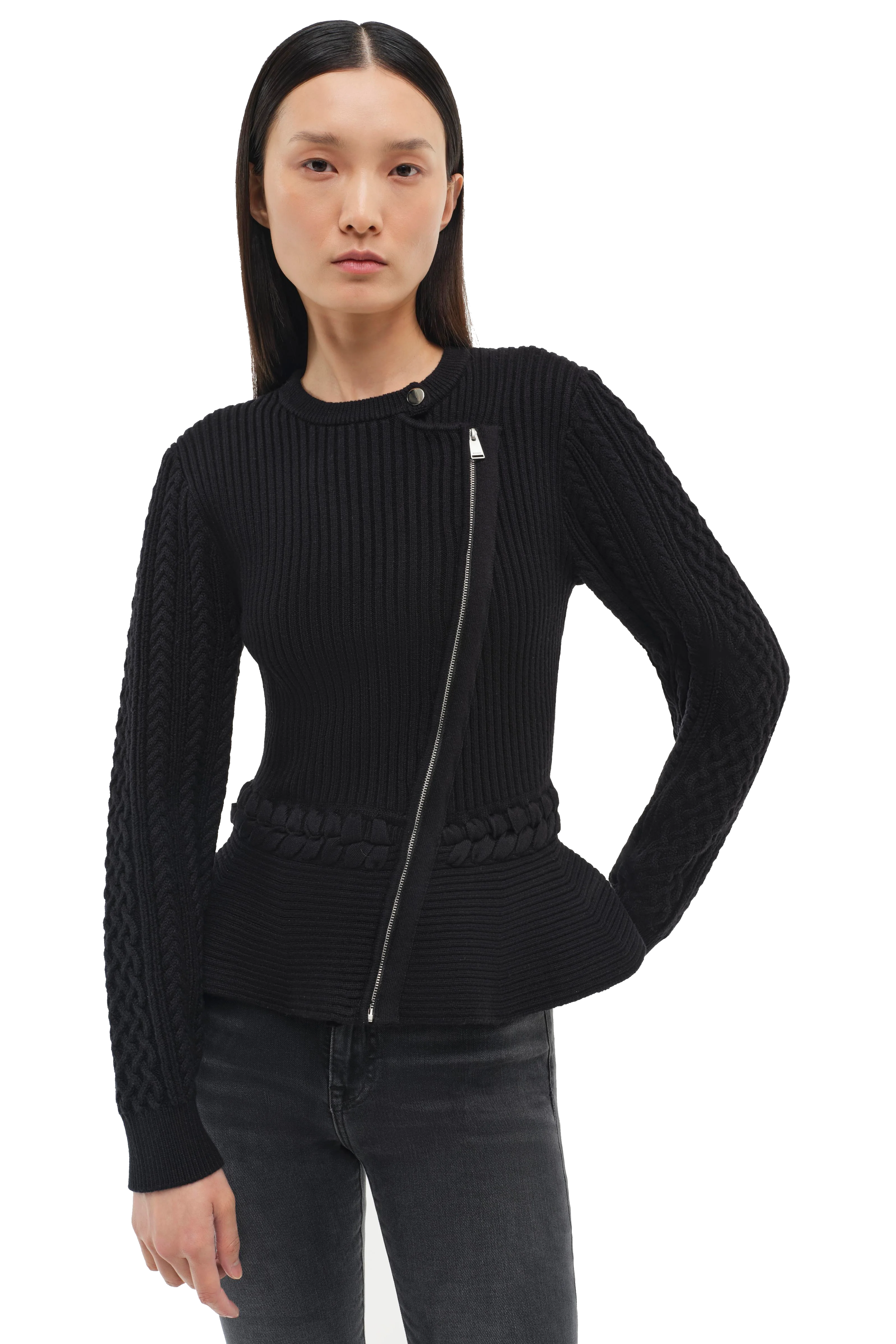 ANDI PEPLUM JACKET in black-sassanova