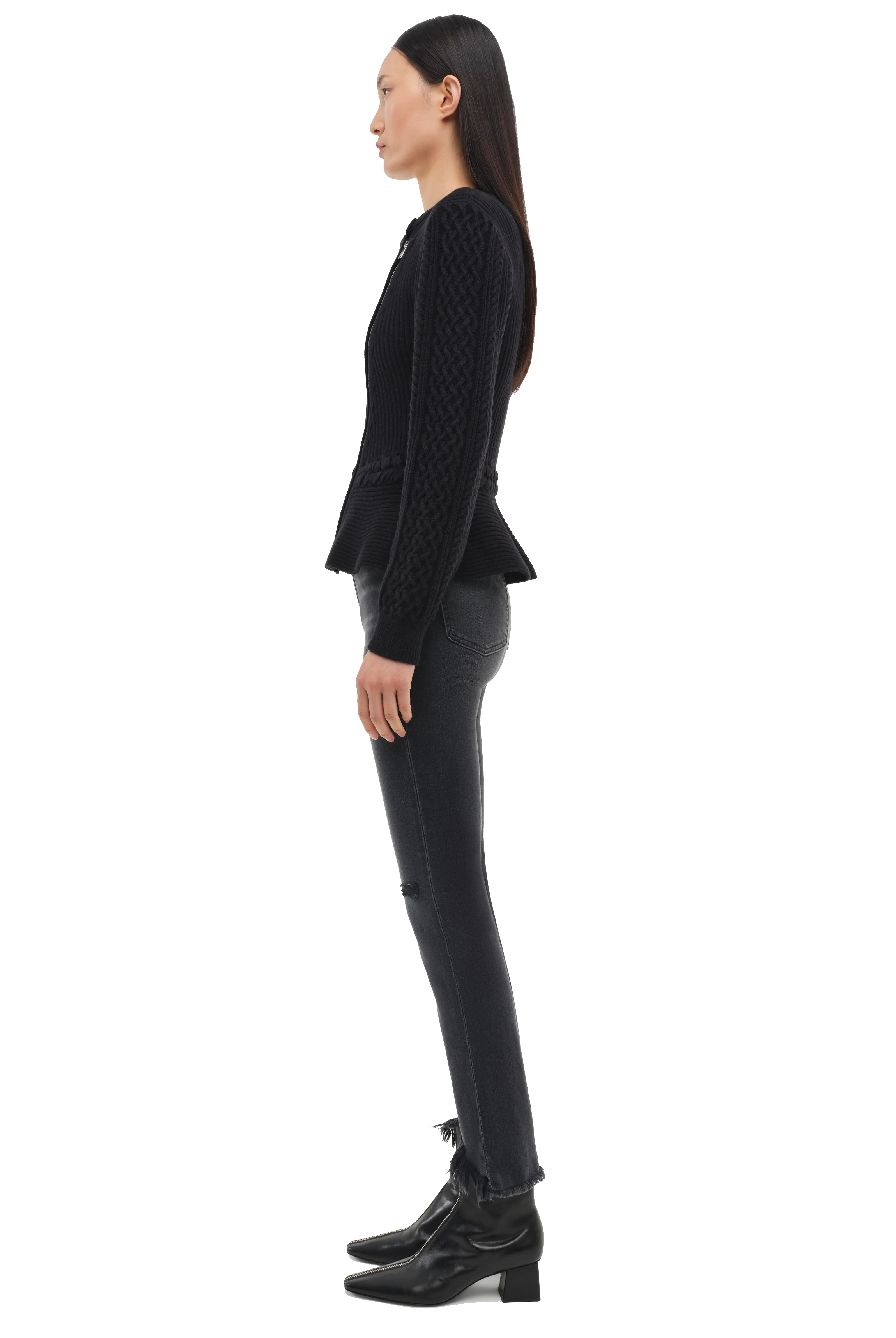 ANDI PEPLUM JACKET in black-sassanova
