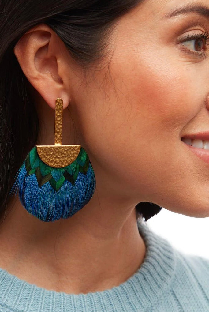 TUCKET BLUE GRECIAN EARRING - sassanova
