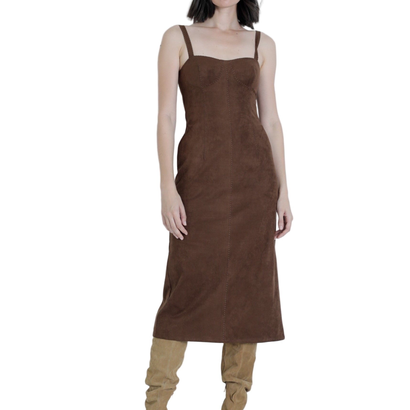 OLIVIA SUEDE MIDI DRESS - Dresses - Sassanova