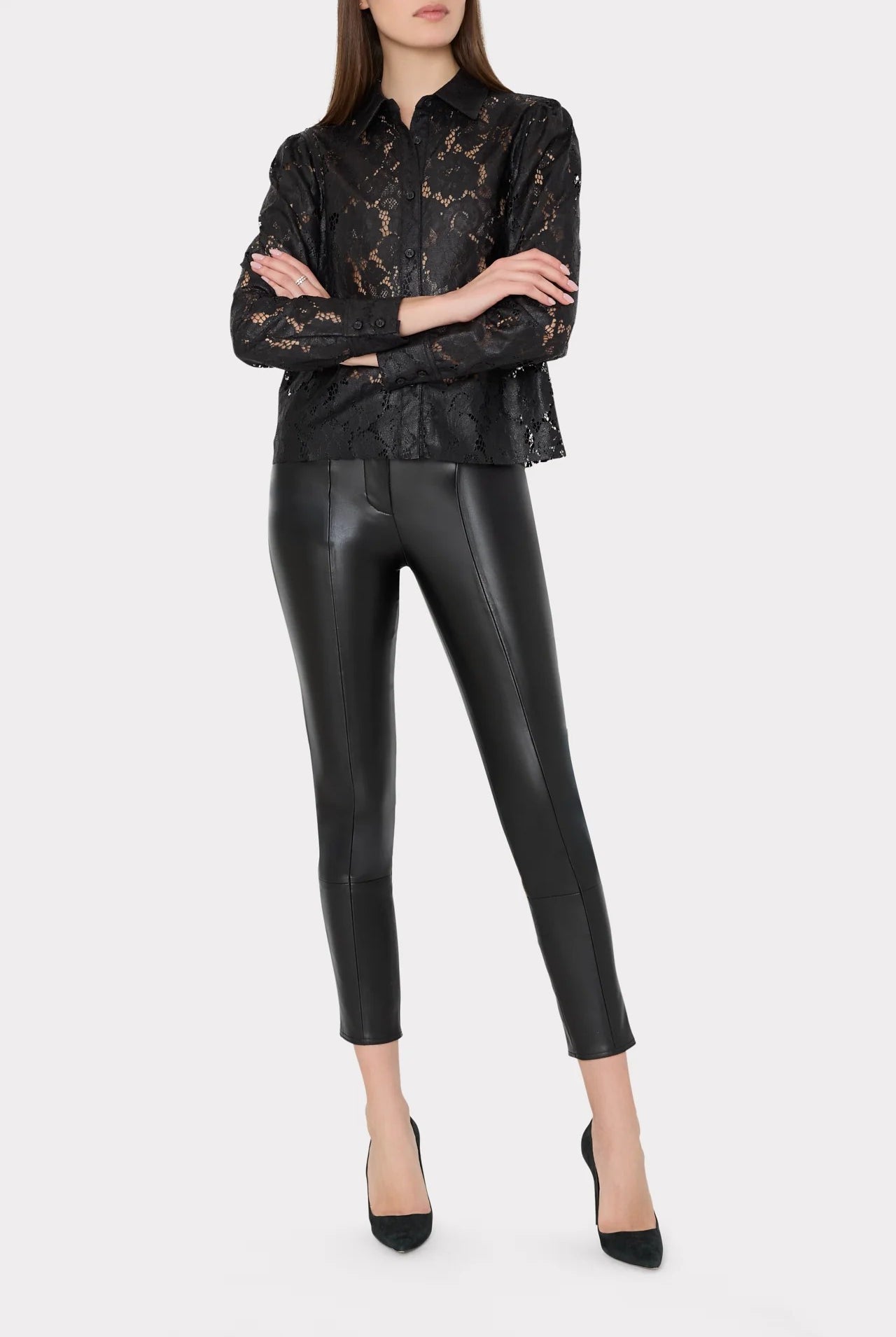 ARLO TEXTURED LACE BUTTON BLOUSE - Blouses - Sassanova