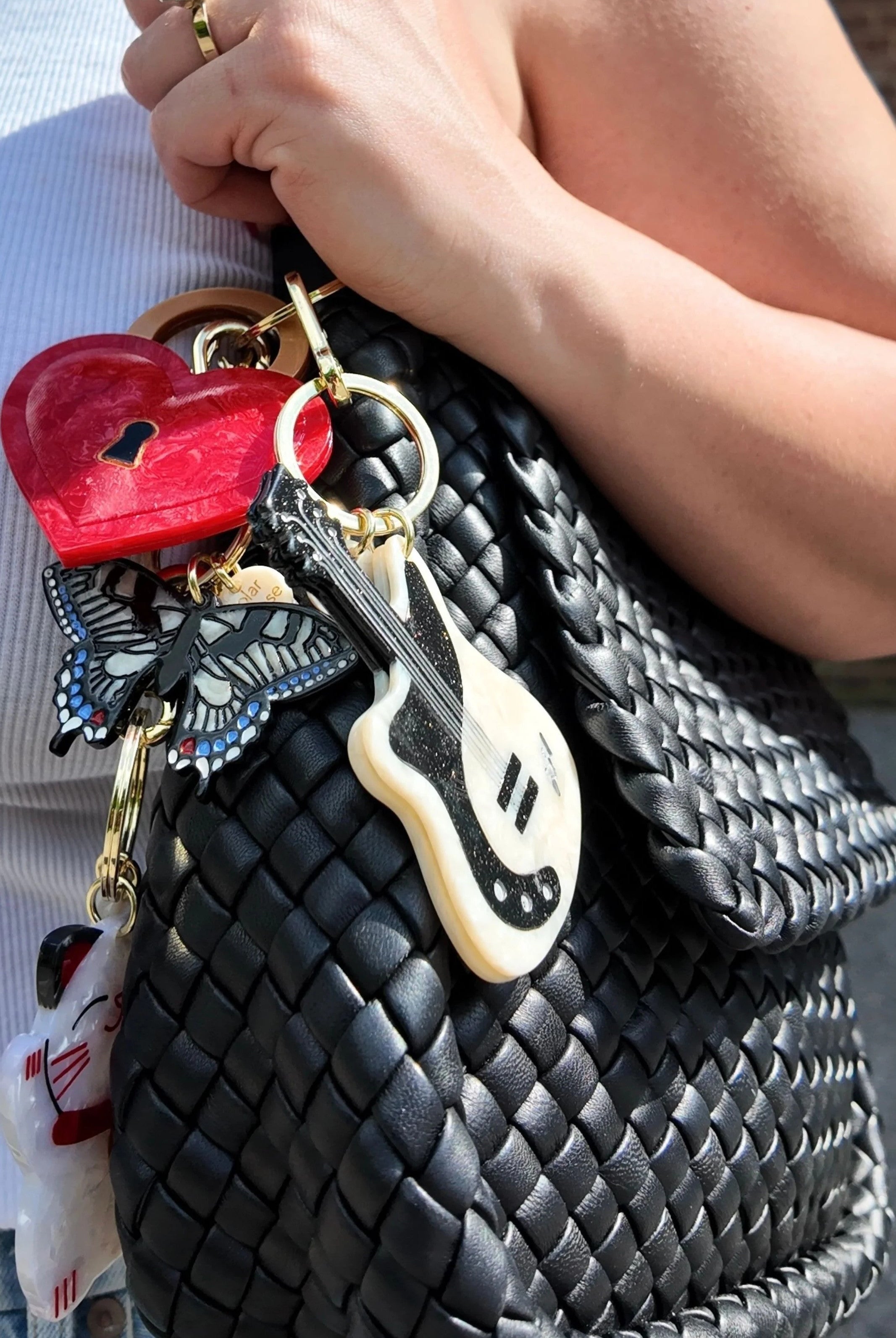 HAND PAINTED PADLOCK HEART BAG CHARM & KEYCHAIN - Keychains - Sassanova
