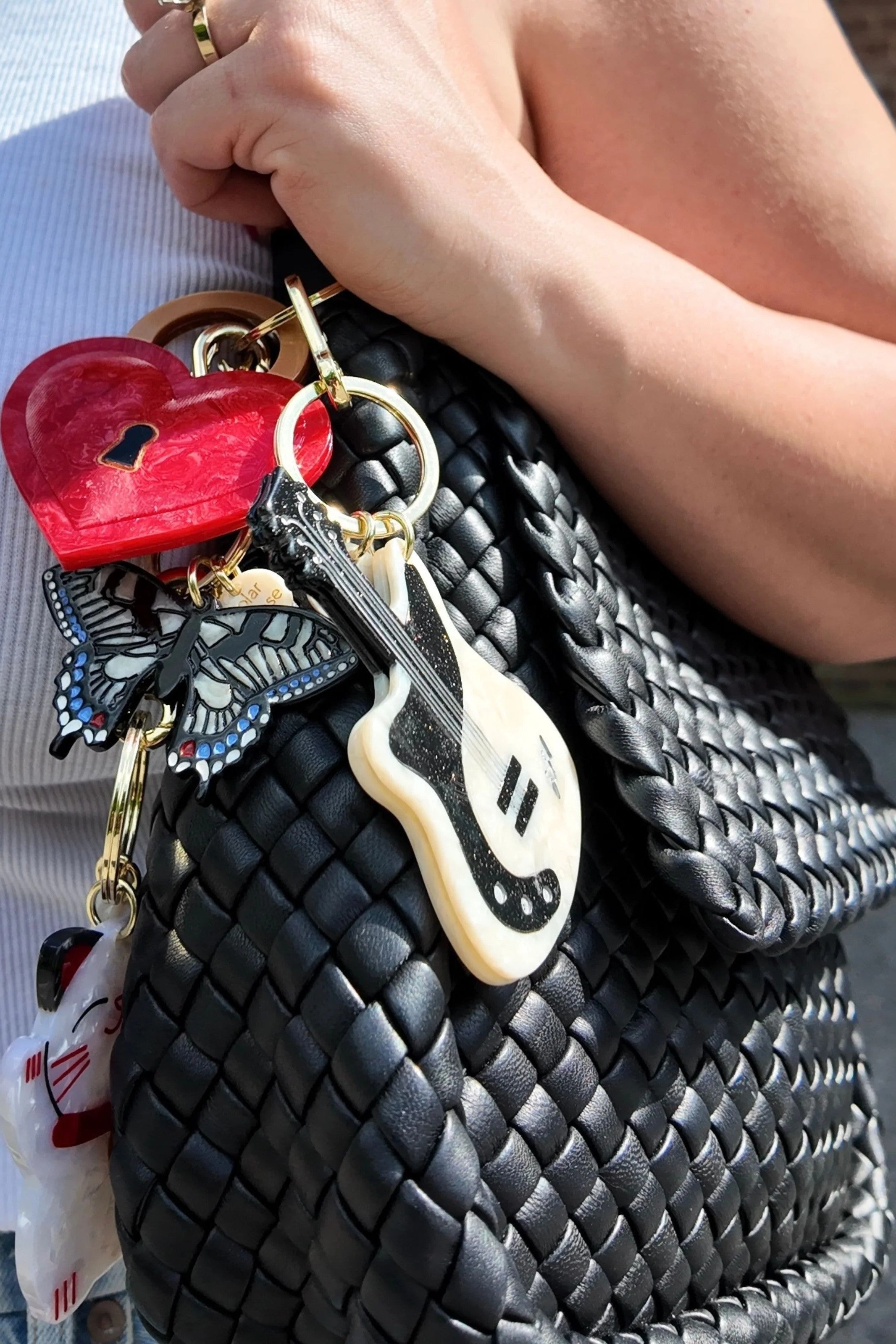 HAND PAINTED PADLOCK HEART BAG CHARM & KEYCHAIN - Keychains - Sassanova