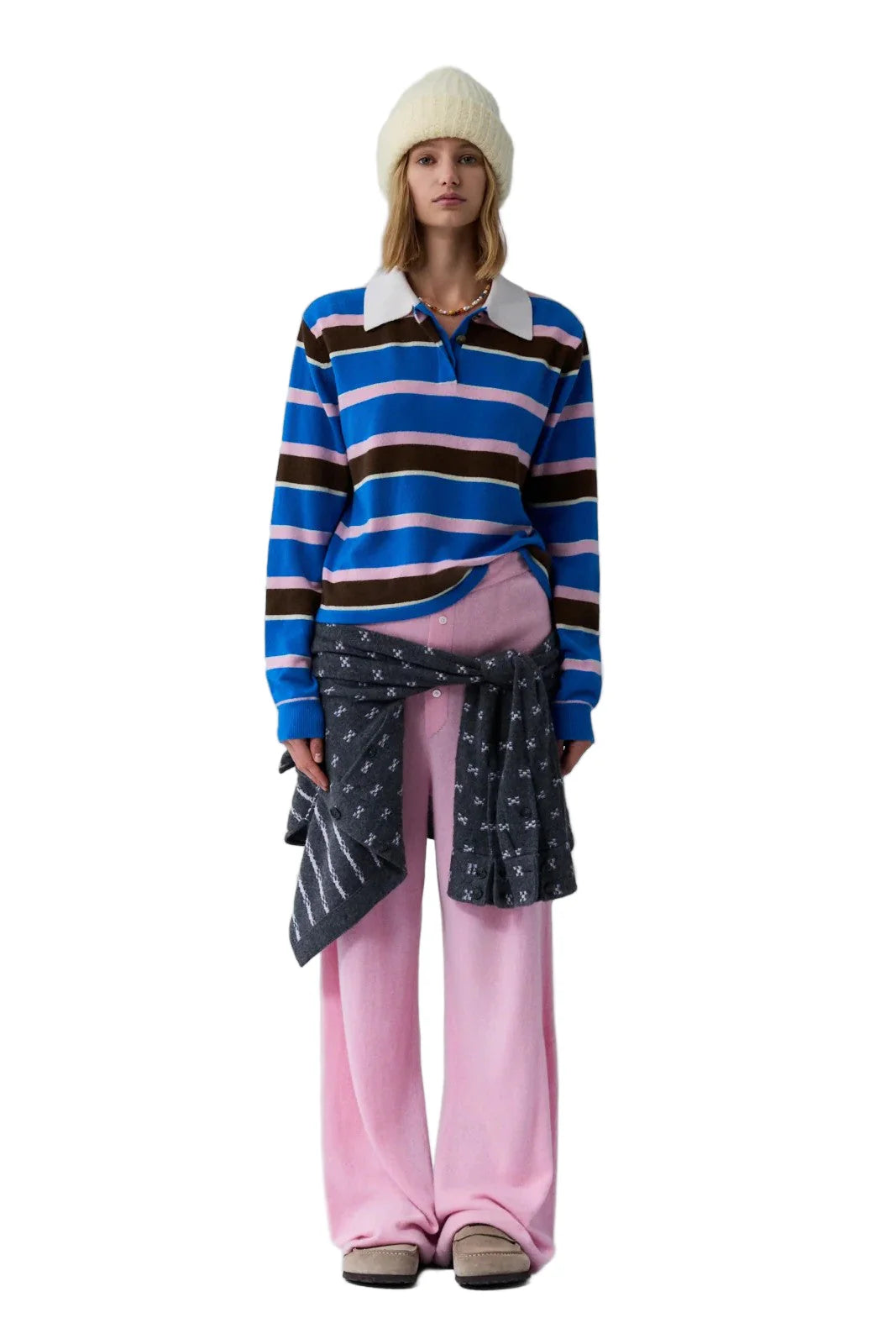 CROPPED STRIPED RUGBY SWEATER-Sassanova