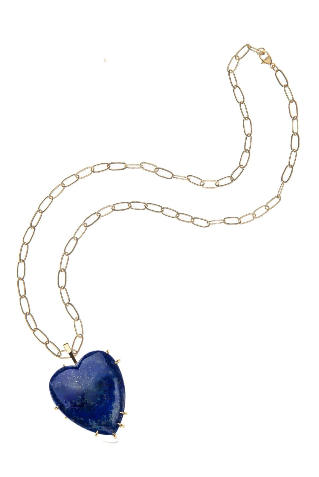 LOVE CARRY YOUR HEART LAPIS PENDANT- DRAWN LINK CHAIN - Necklaces - Sassanova