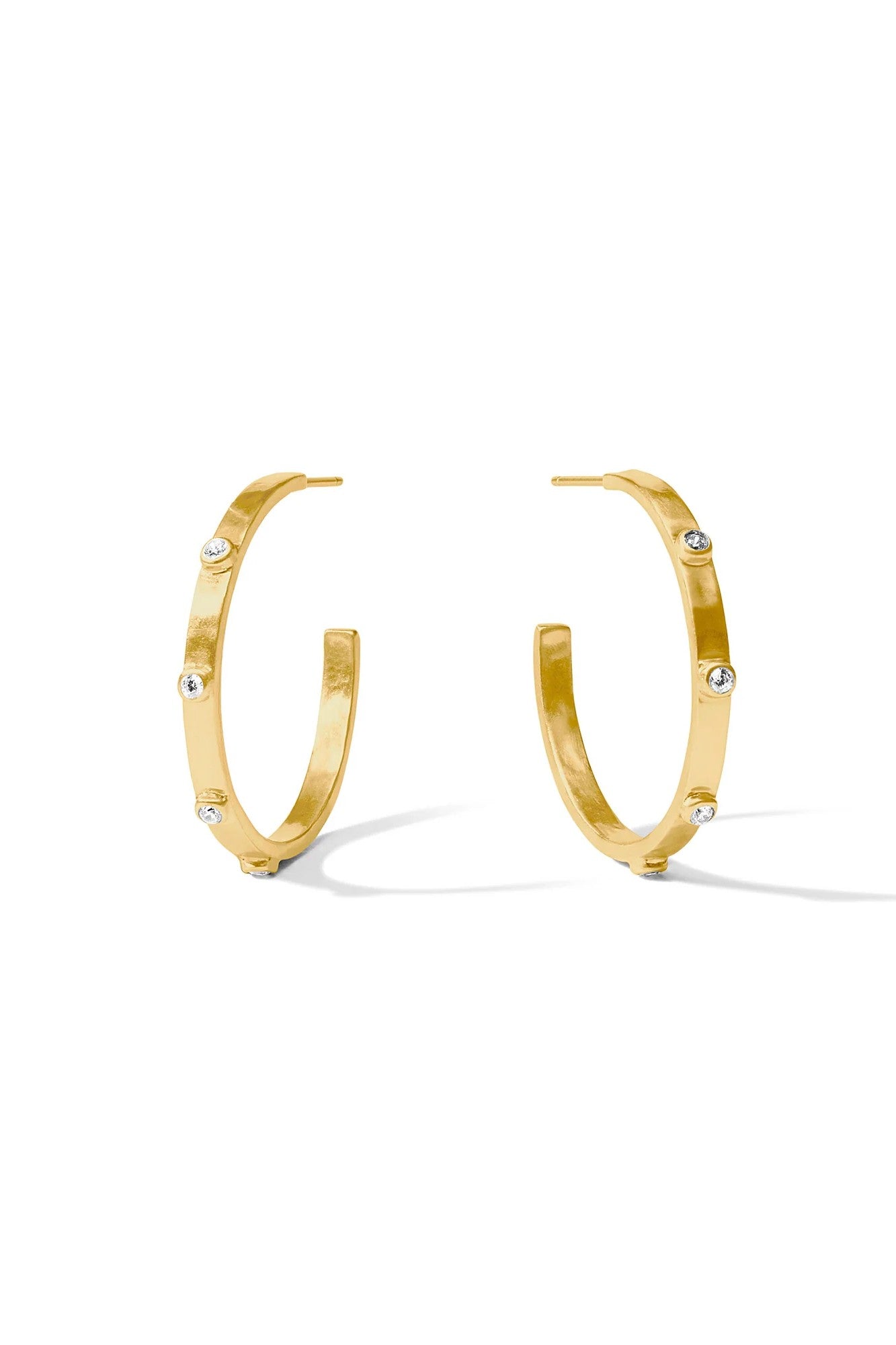 MEDIUM CRESCENT STONE HOOPS - Earrings - Sassanova