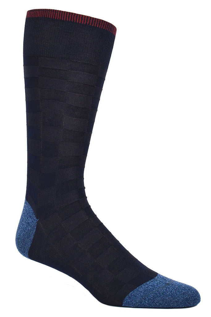TONAL CHECKERBOARD SOCKS NAVY (OS) - novaman