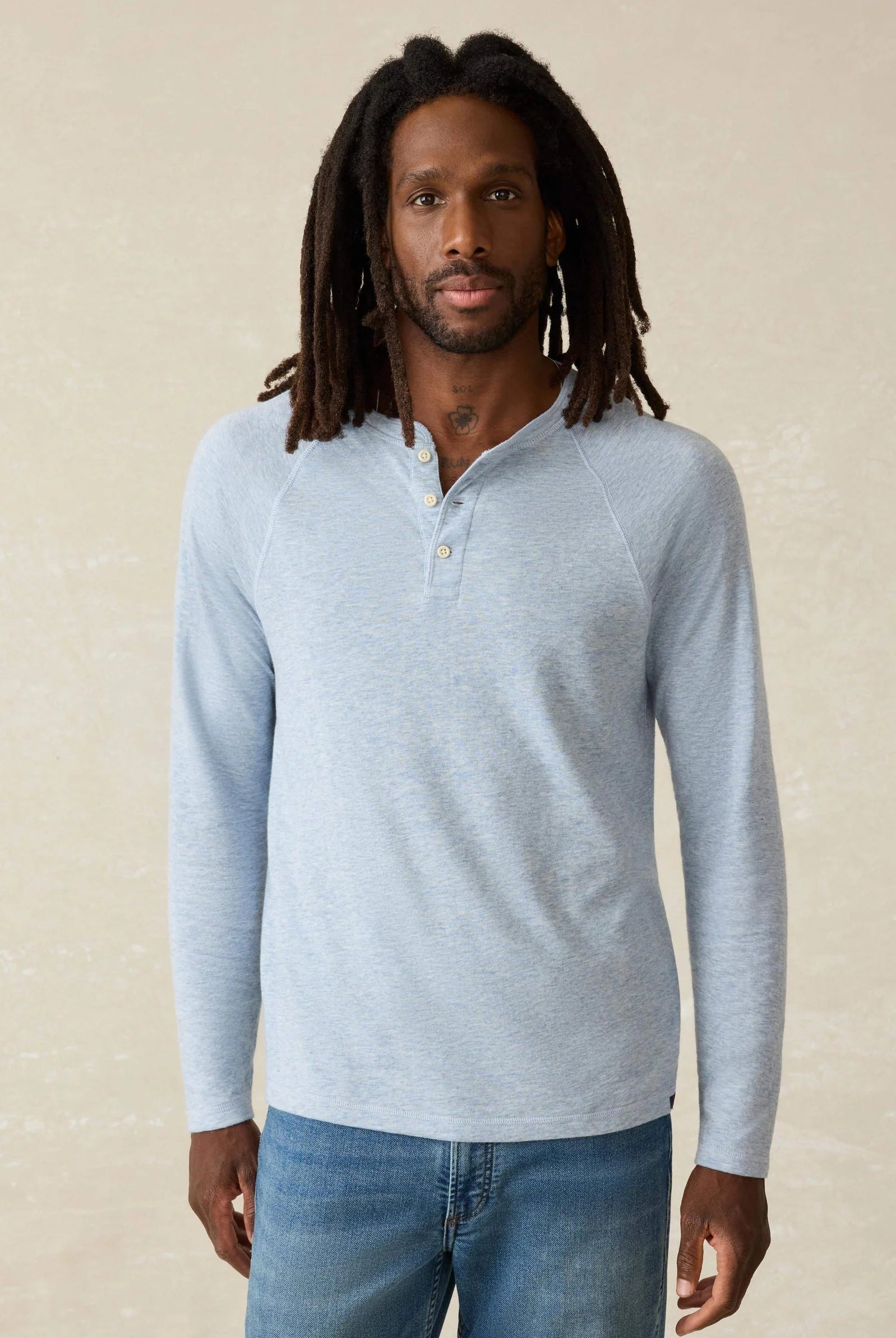 CLOUD LONG SLEEVE HENLEY - Long Sleeved Tees - Novaman