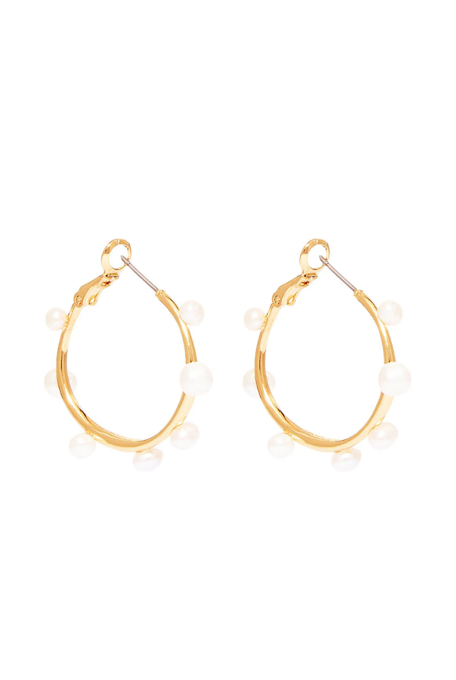 MINI ISLA PEARL HOOPS- GOLD/WHITE - Earrings - Sassanova