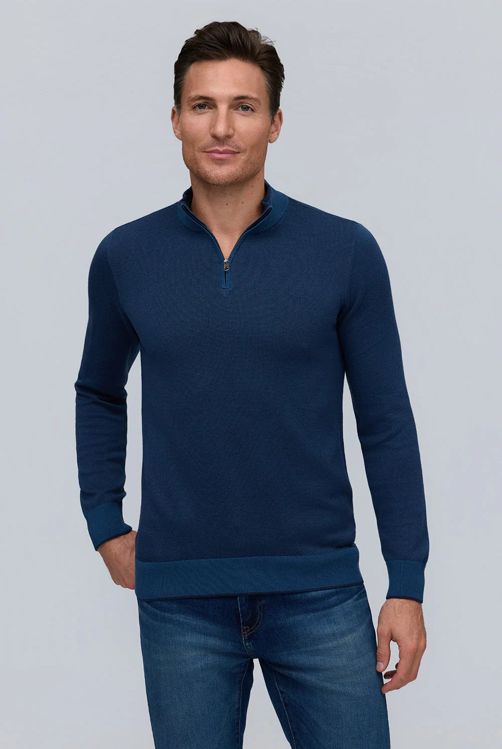 BIRDSEYE ZIP MOCK - Sweaters - Novaman