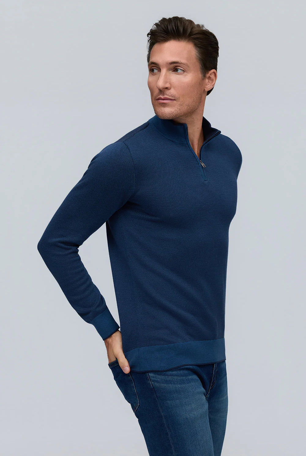 BIRDSEYE ZIP MOCK - Sweaters - Novaman