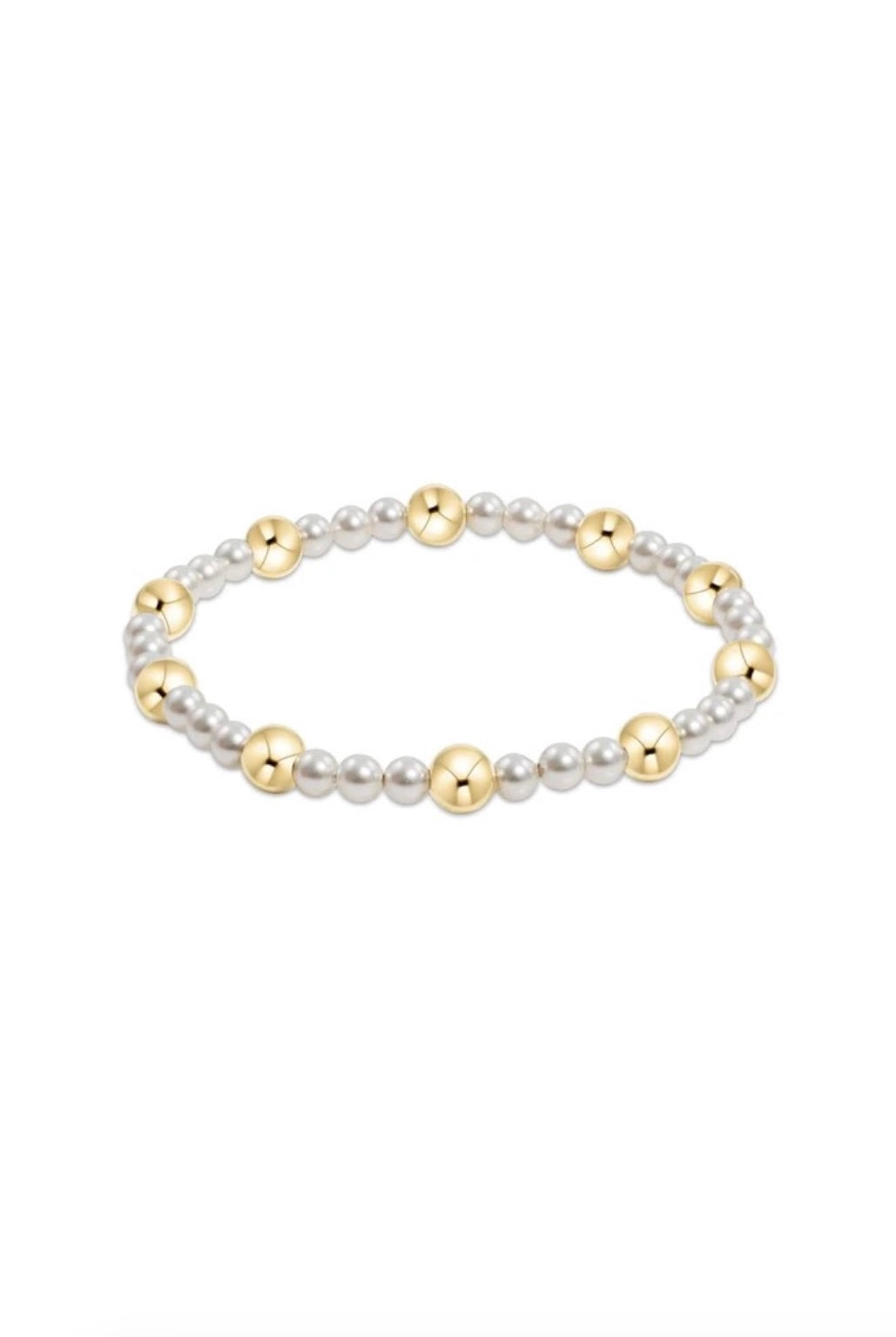 PEARL SINCERITY PATTERN 4MM BEAD BRACELET- 6MM GOLD - sassanova
