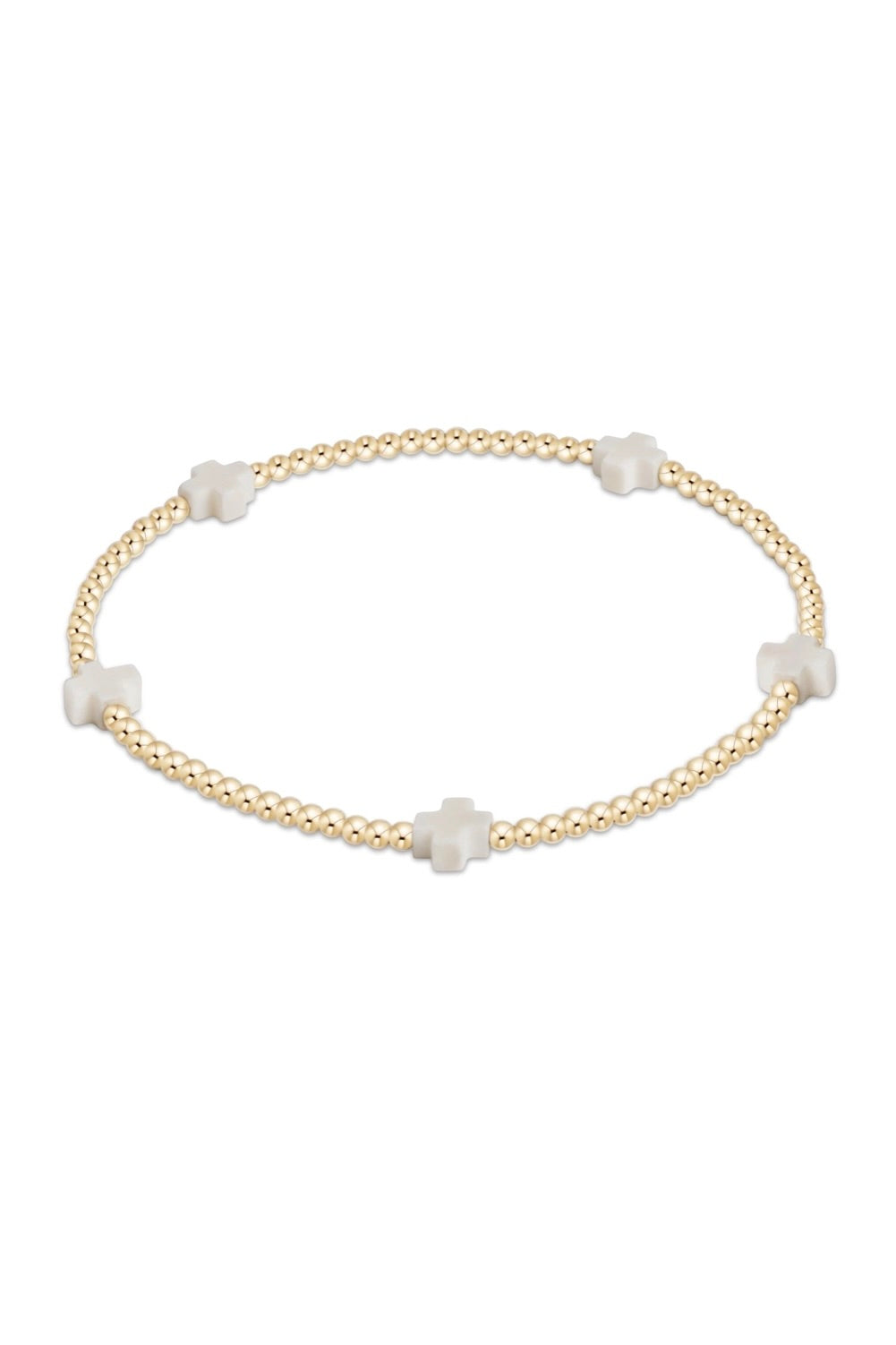 SIG CROSS SM PATTERN 2MM BEAD BRACELET - sassanova