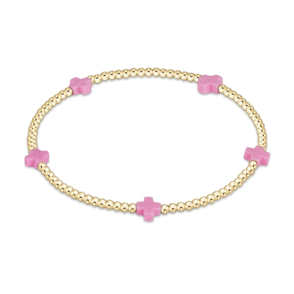 SIG CROSS SM PATTERN 2MM BEAD BRACELET - sassanova