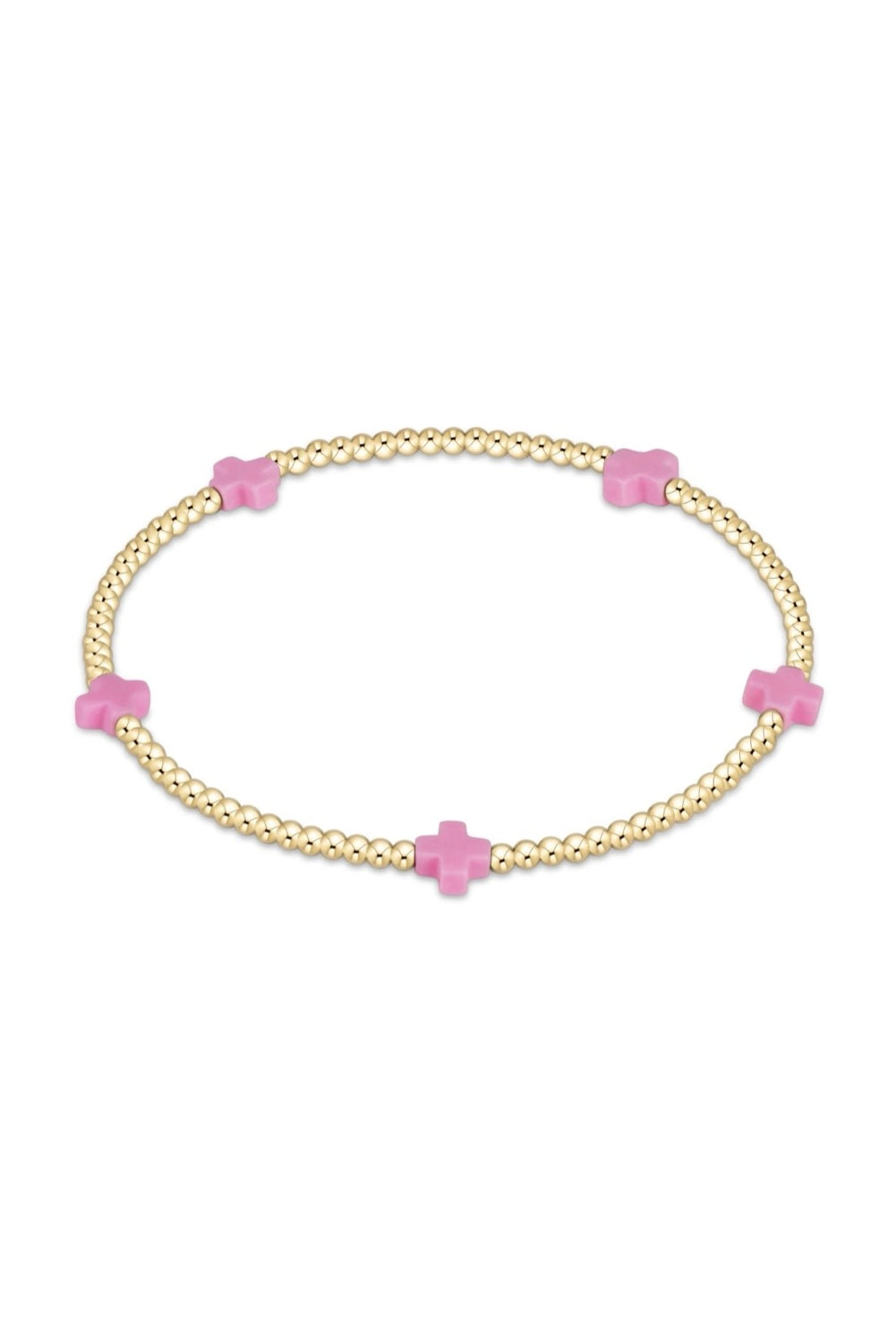 SIG CROSS SM PATTERN 2MM BEAD BRACELET - sassanova