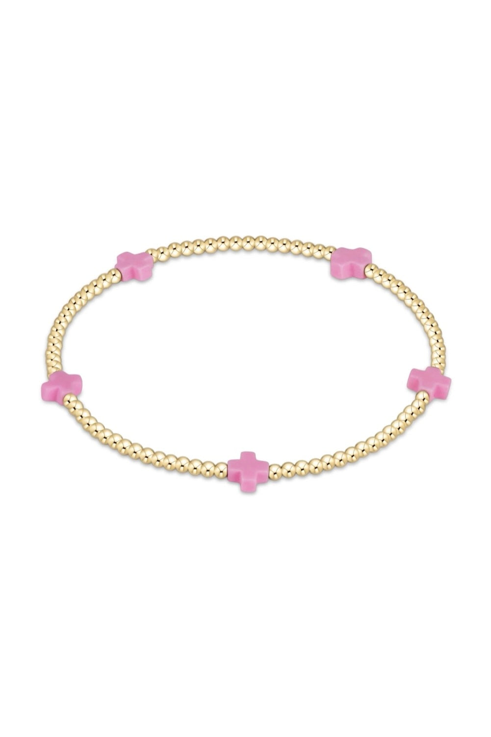 SIG CROSS SM PATTERN 2MM BEAD BRACELET - sassanova