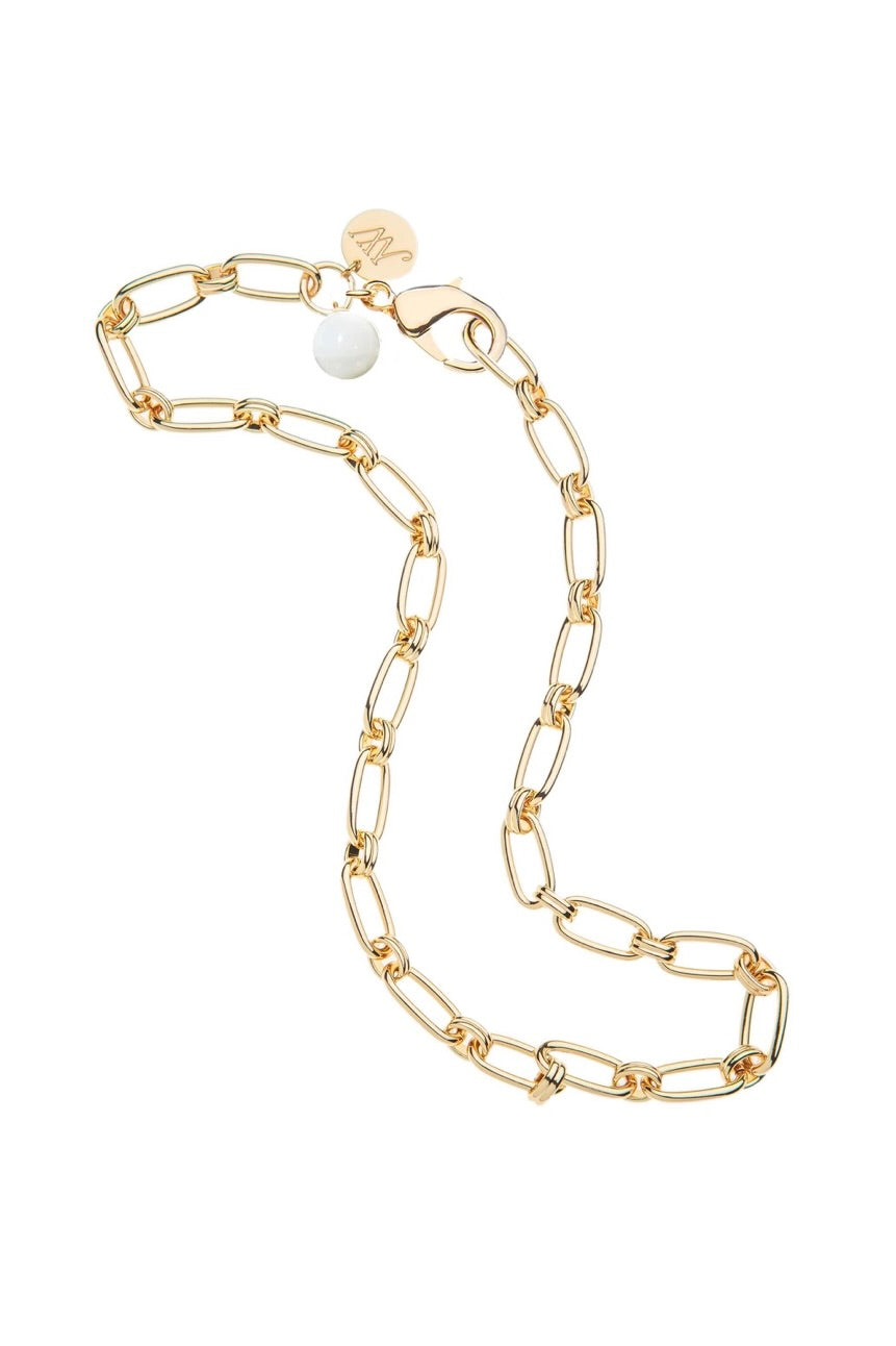 WHEELS OF FORTUNE CHAIN W/MOP BEAD - Necklaces - Sassanova