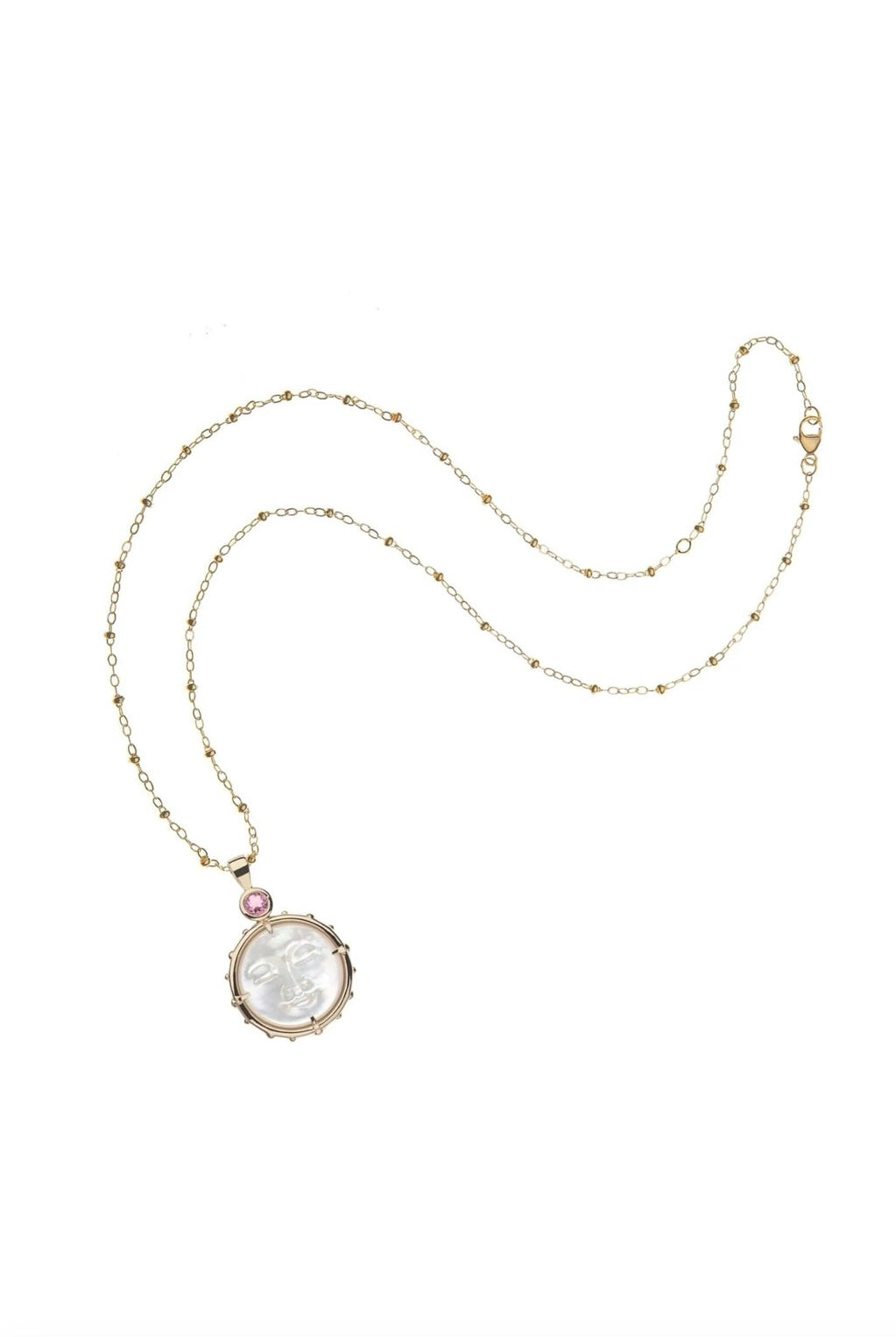 FOREVER WHT MOP MOON & BACK FACE NECKLACE- SATELLITE CHAIN - sassanova