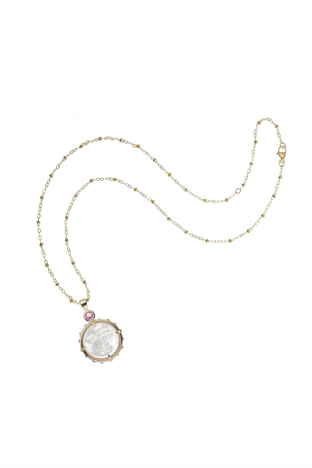 FOREVER WHT MOP MOON & BACK FACE NECKLACE- SATELLITE CHAIN - sassanova
