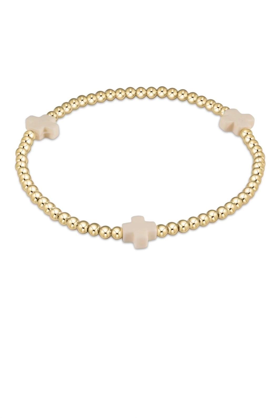 SIG CROSS PATTERN 3MM BEAD BRACELET - sassanova