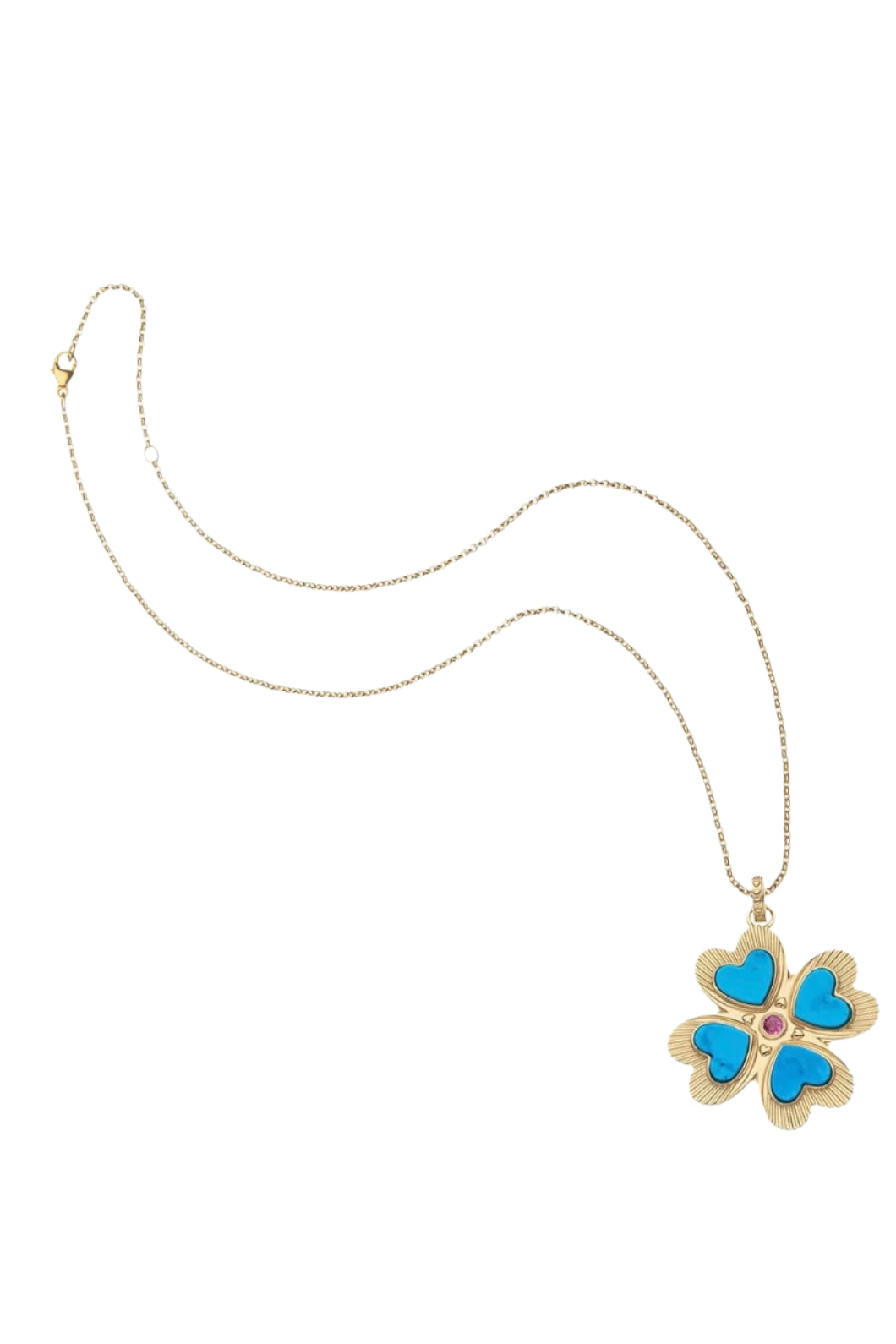LUCKY IN LOVE TURQUOISE CLOVER PENDANT- DRAWN LINK CHAIN
sassanova