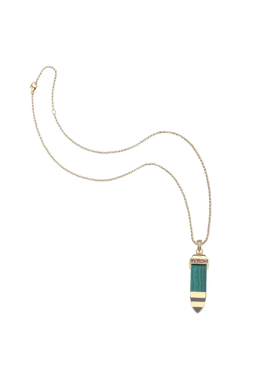 STRONG MALACHITE SUN RAY PENDANT- CLASSIC ROLO CHAIN
sassanova