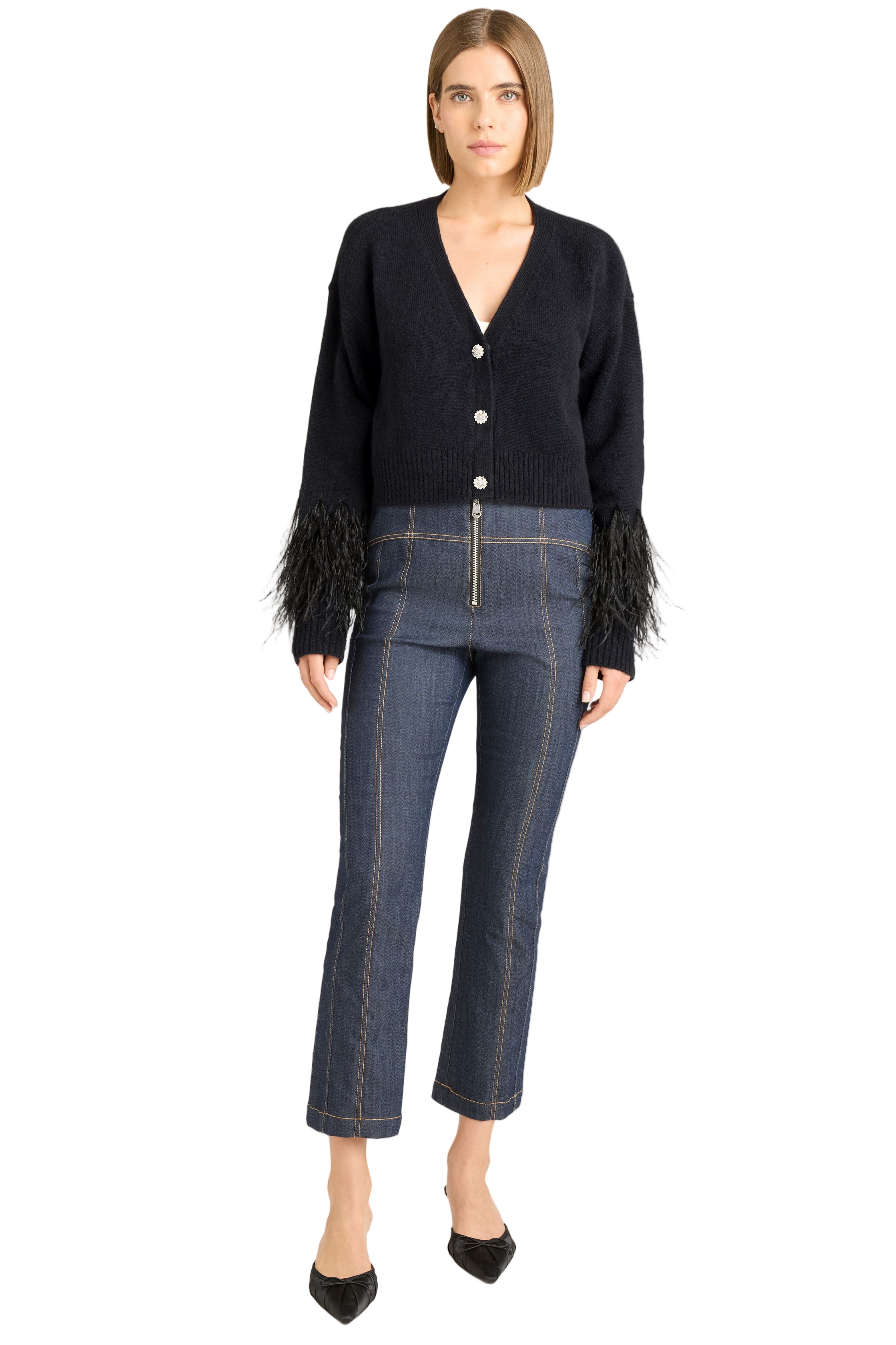 bria feather cardigan-sassanova