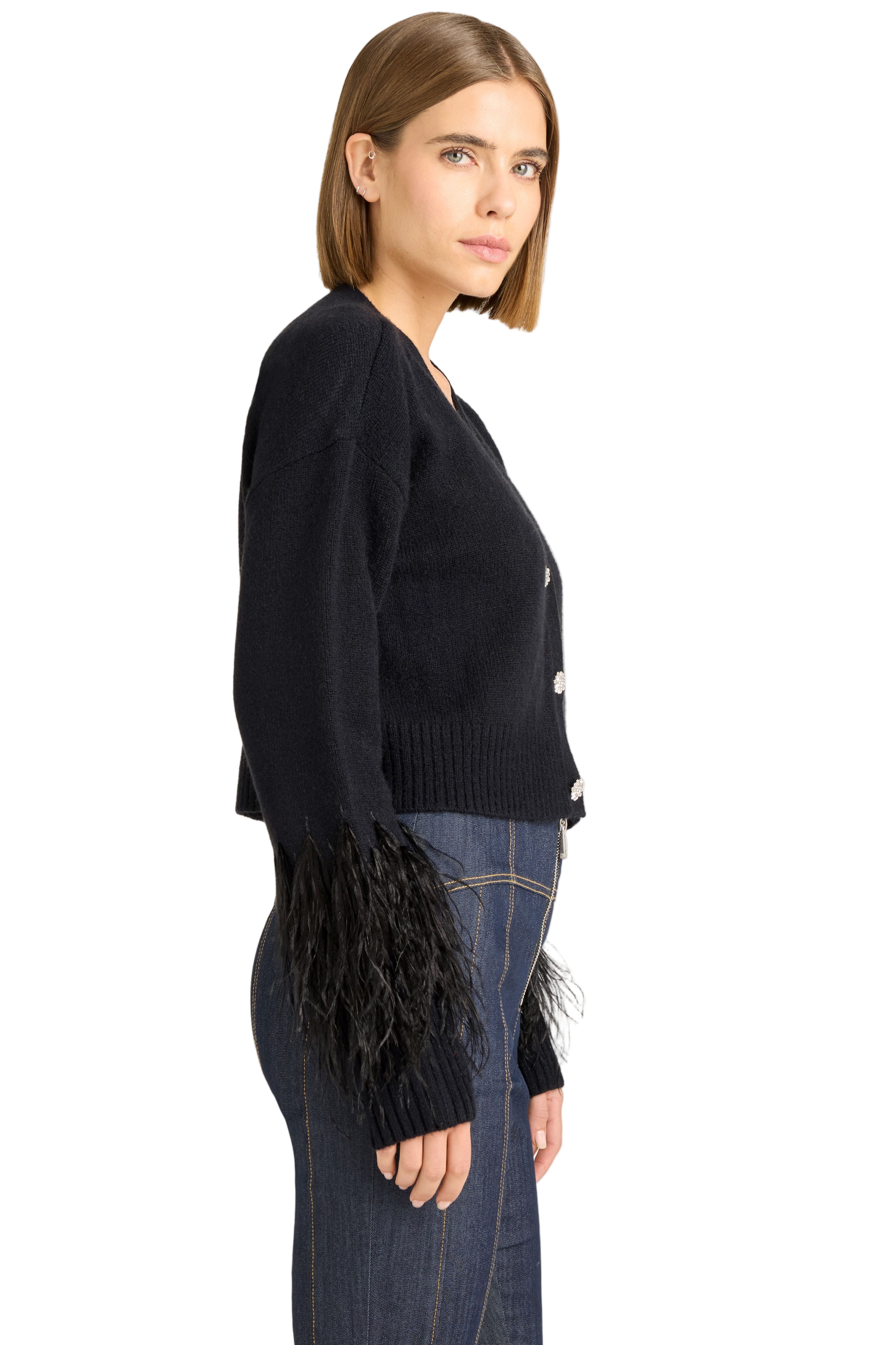 bria feather cardigan-sassanova