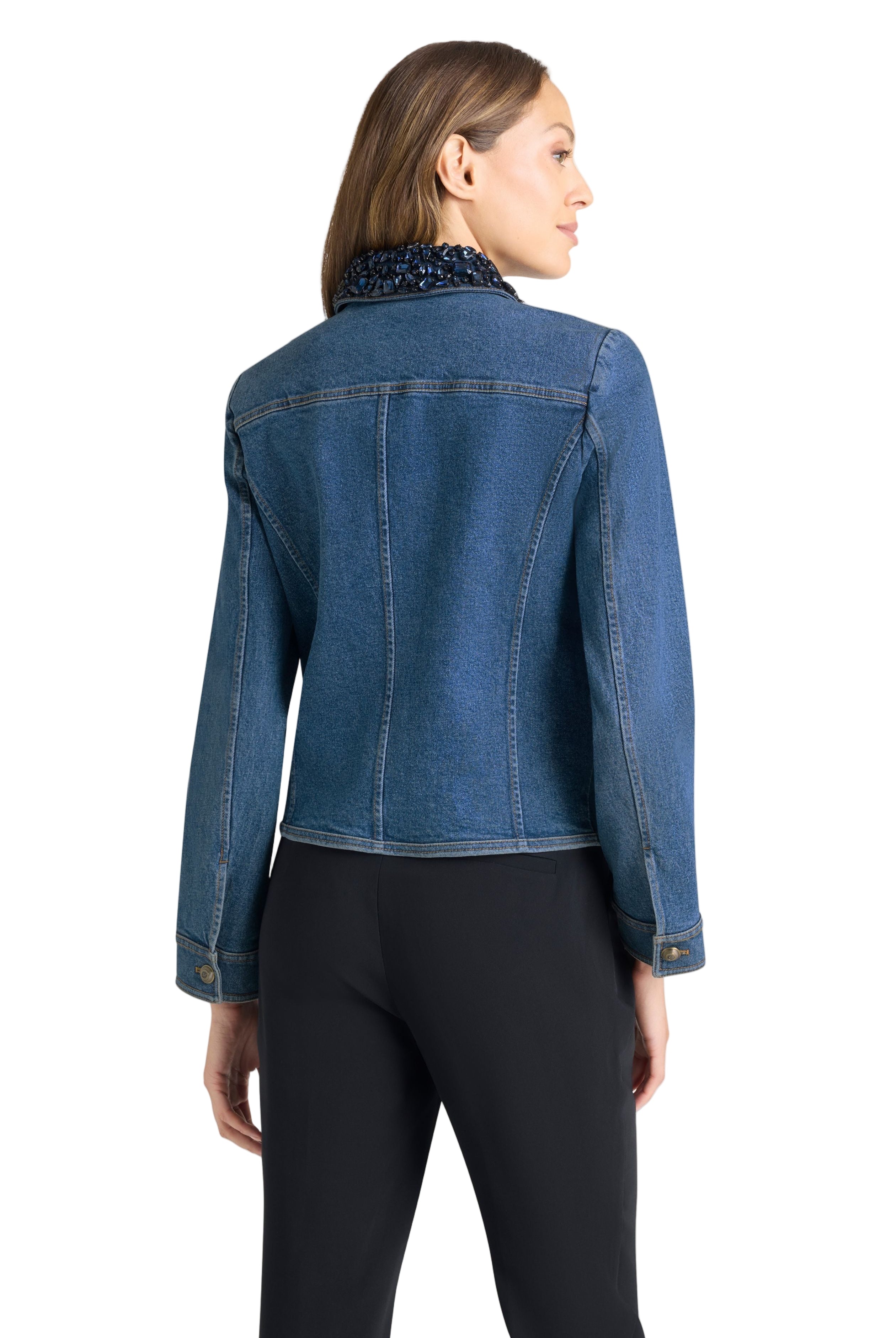 RHINESTONE DENIM AMARA JACKET - Sassanova
