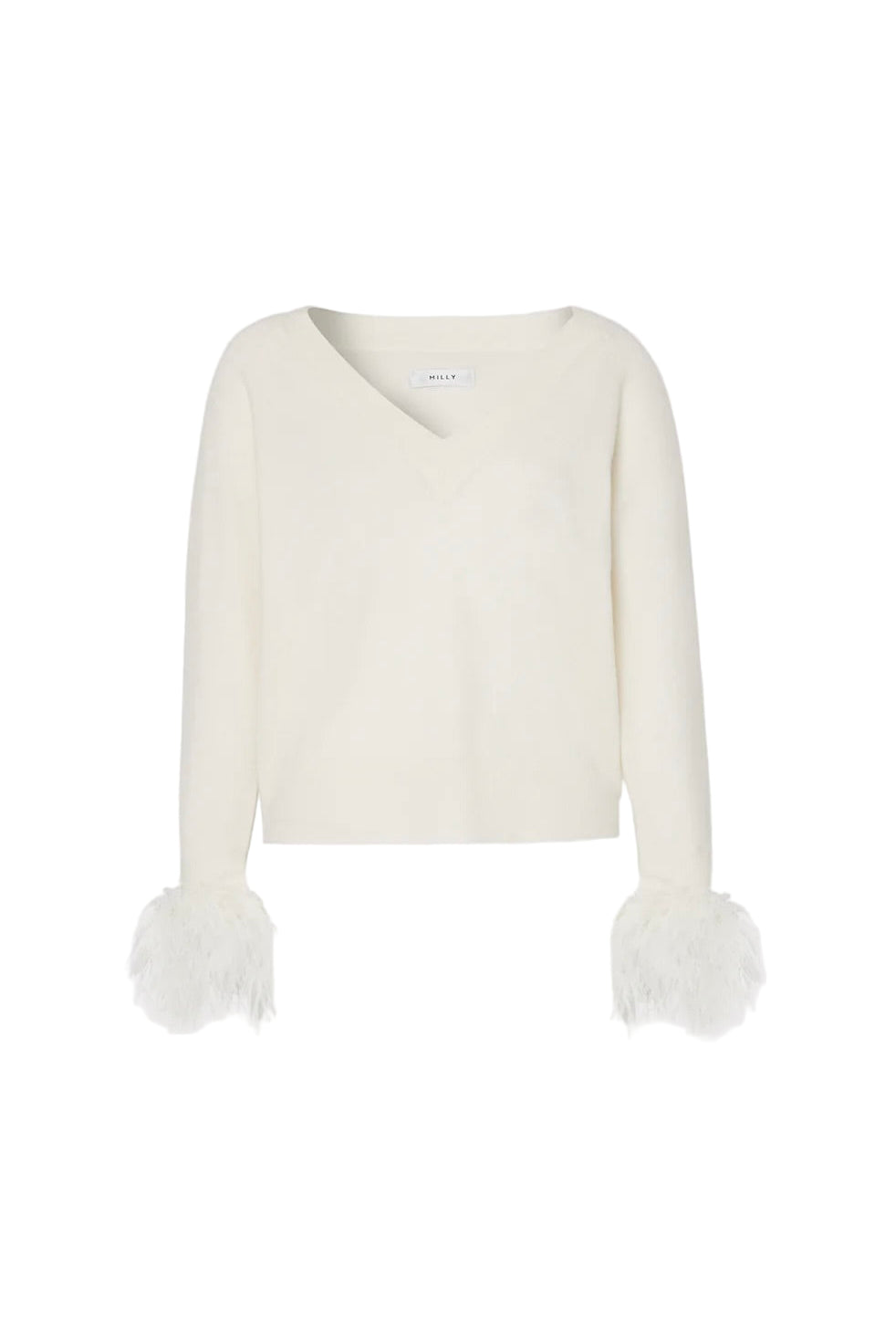 FEATHER CUFF VNECK SWEATER
sassanova