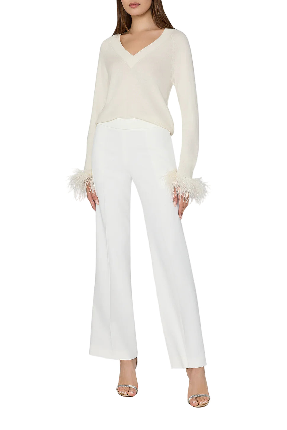 FEATHER CUFF VNECK SWEATER
sassanova