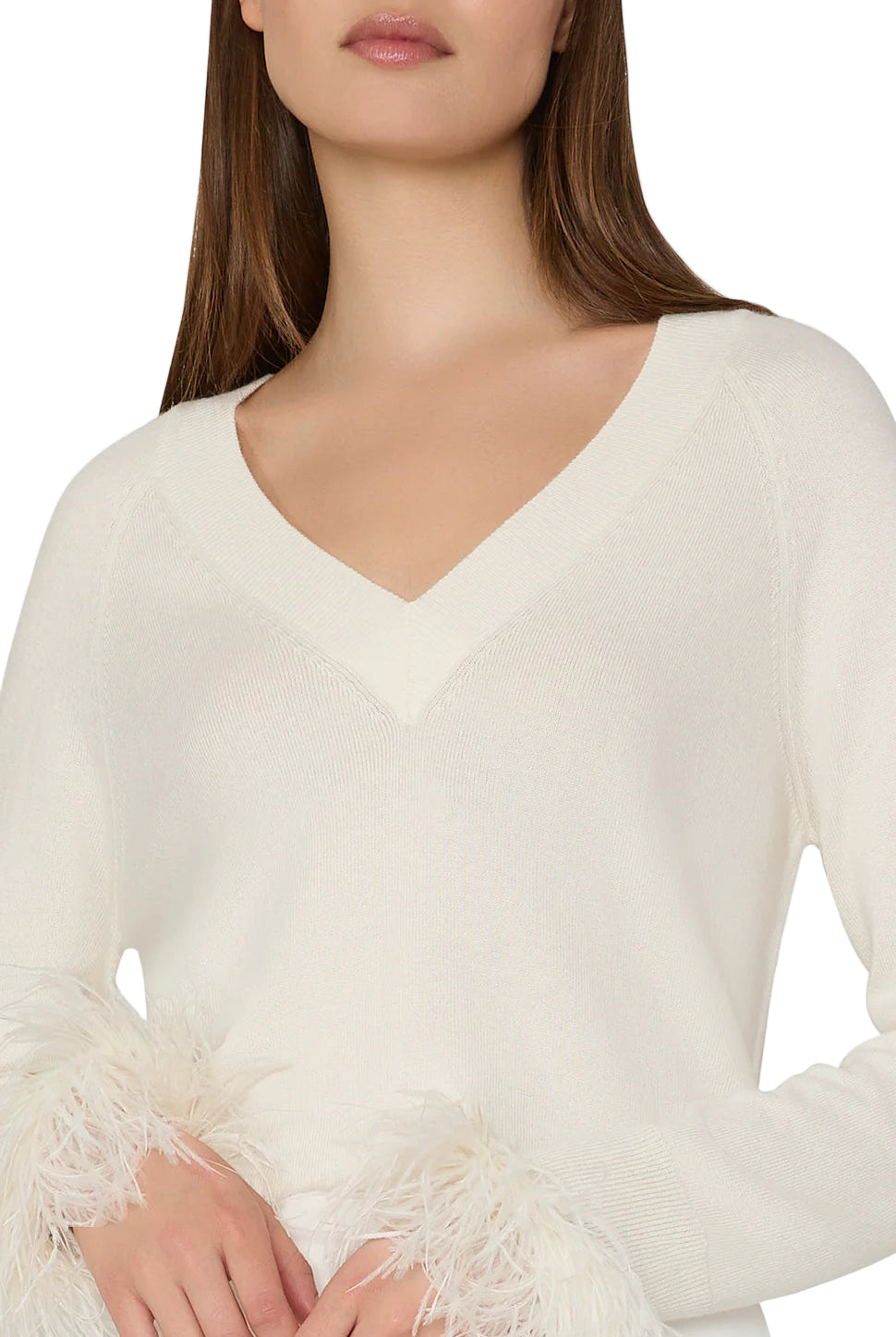 FEATHER CUFF VNECK SWEATER
sassanova