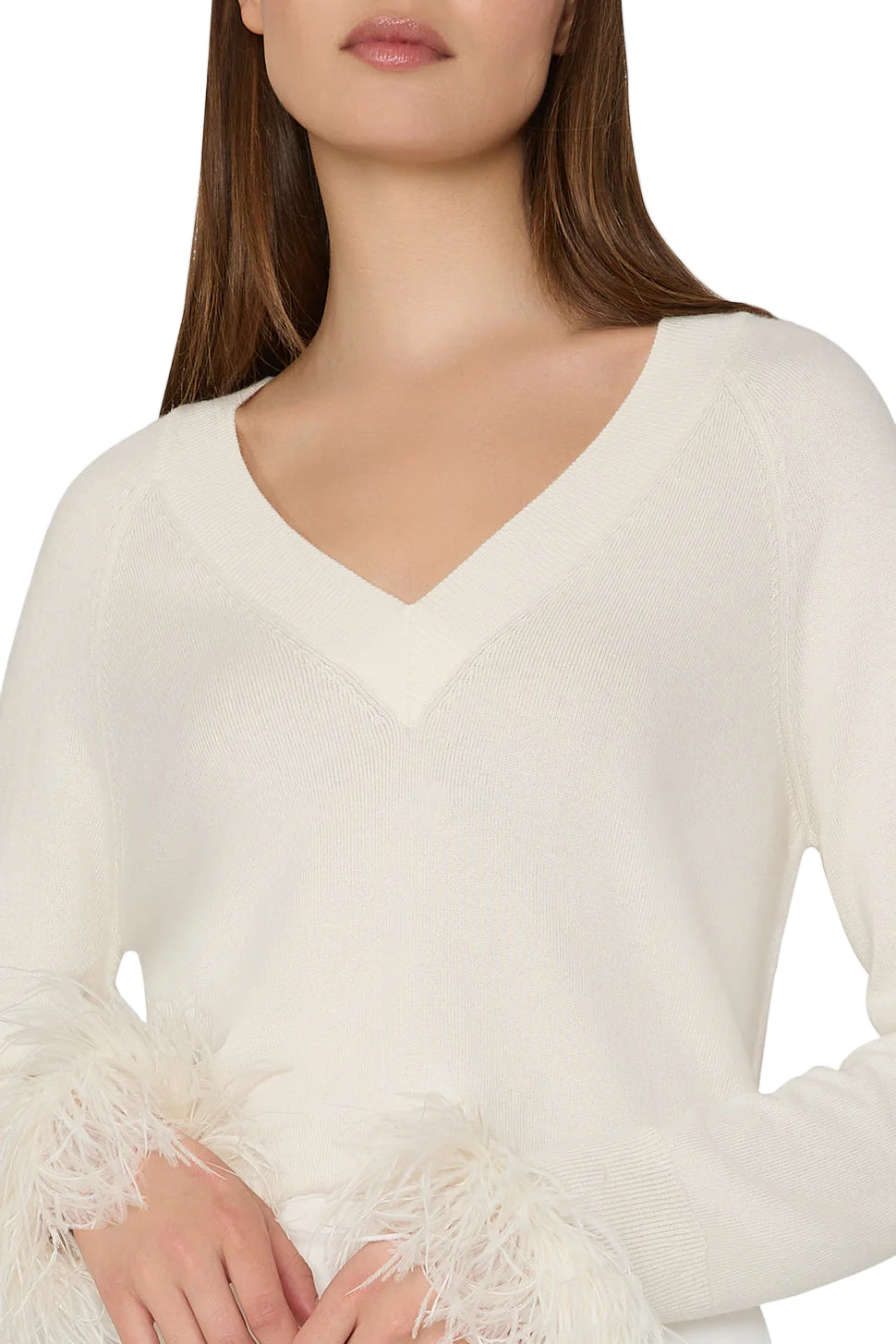 FEATHER CUFF VNECK SWEATER
sassanova
