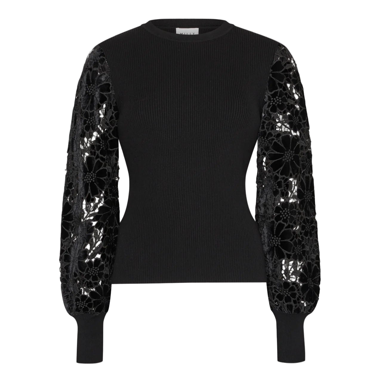 VELVET LACE SLEEVE SWEATER-Sassanova