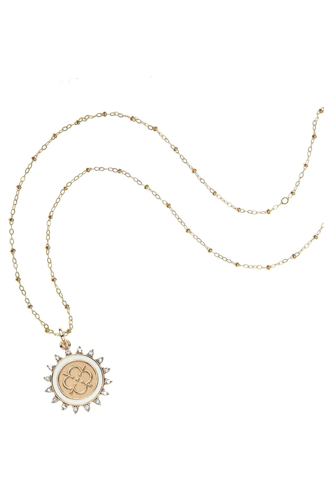 LOVE PETITE EMBELLISHED COIN NECKLACE- SATELLITE CHAIN Sassanova